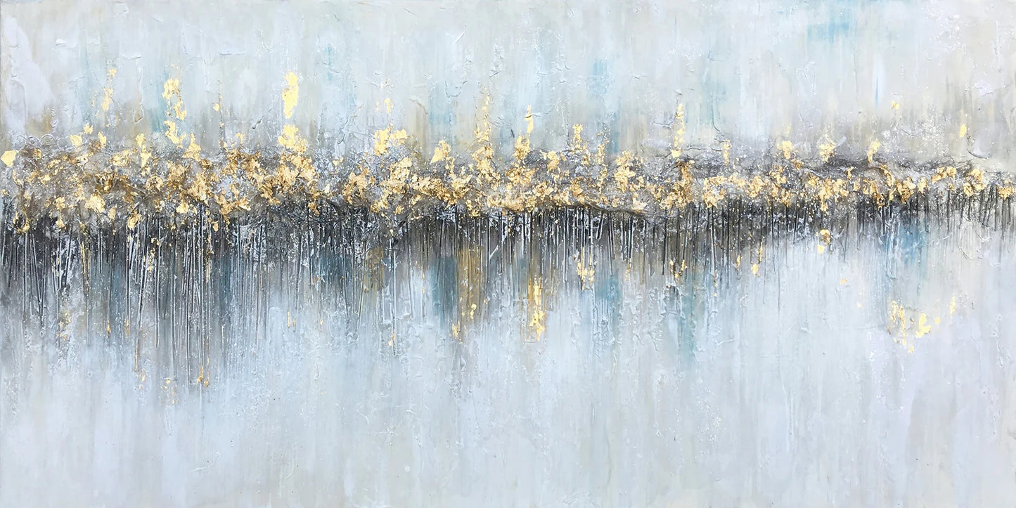 Hand-painted on canvas original art "Abstract Glowing From Afar" - Wrapped Canvas Painting, wall art for living room, bedroom