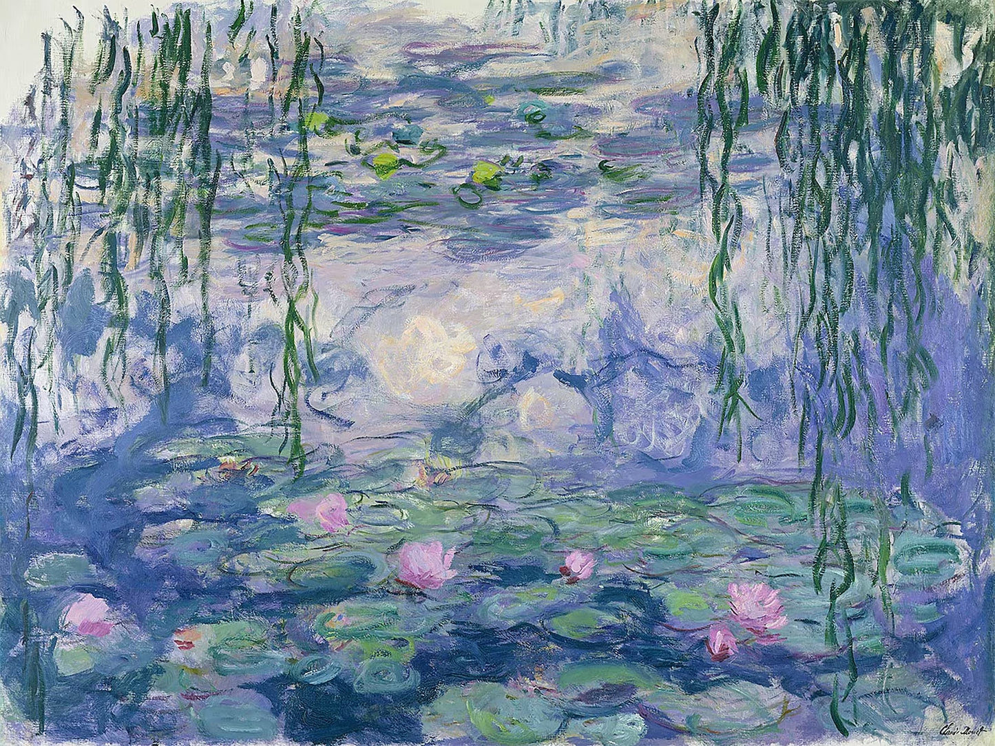 Impressionist Hand Painted "Water Lilies in Summer" Oil Painting, Modern Wall Art for Living Room, Bedroom, Office - Wrapped Canvas painting