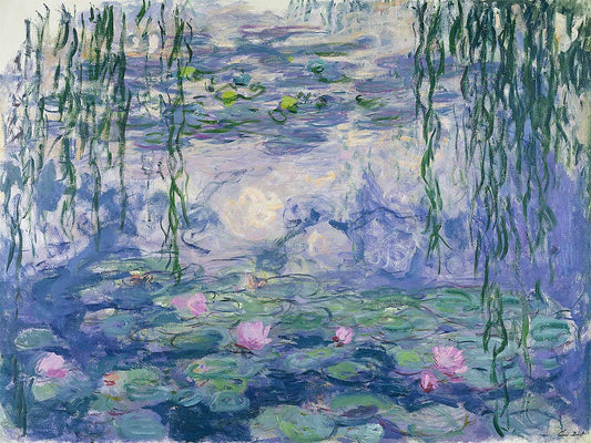 Impressionist Hand Painted "Water Lilies in Summer" Oil Painting, Modern Wall Art for Living Room, Bedroom, Office - Wrapped Canvas painting