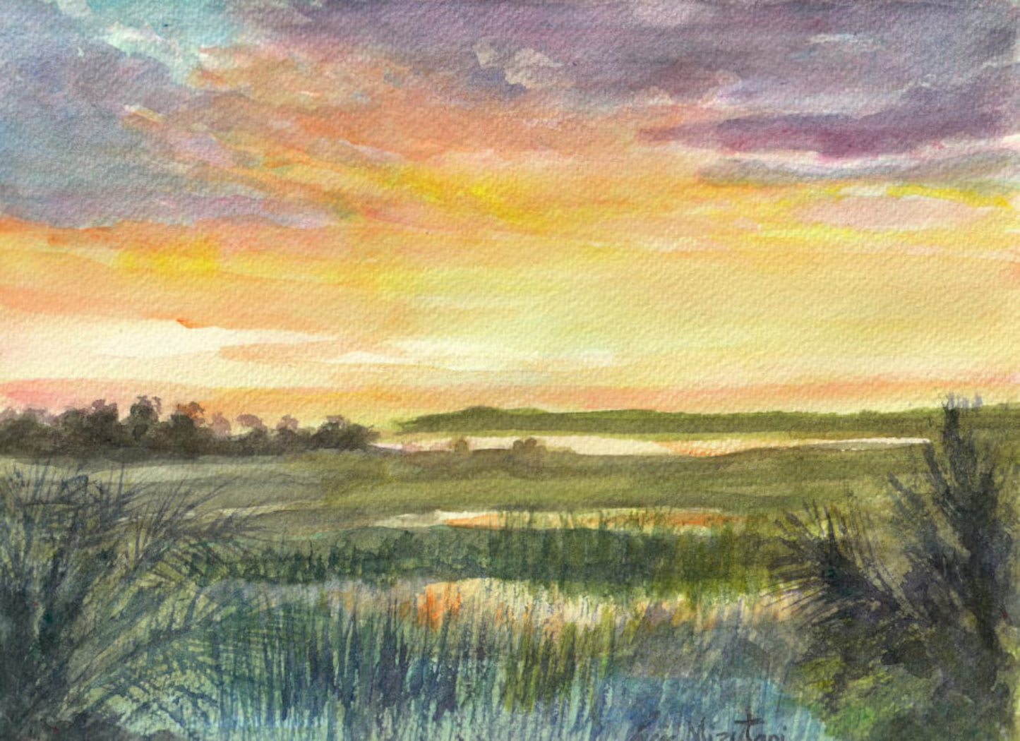 Custom watercolor landscape, custom order painting from photo, commission handmade painting from photo, landscape watercolor painting