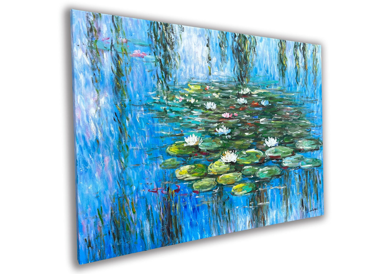 Impressionist Beauty - "Water Lilies in Spring" Oil Painting Hand-painted high quality modern art - Wrapped Canvas painting