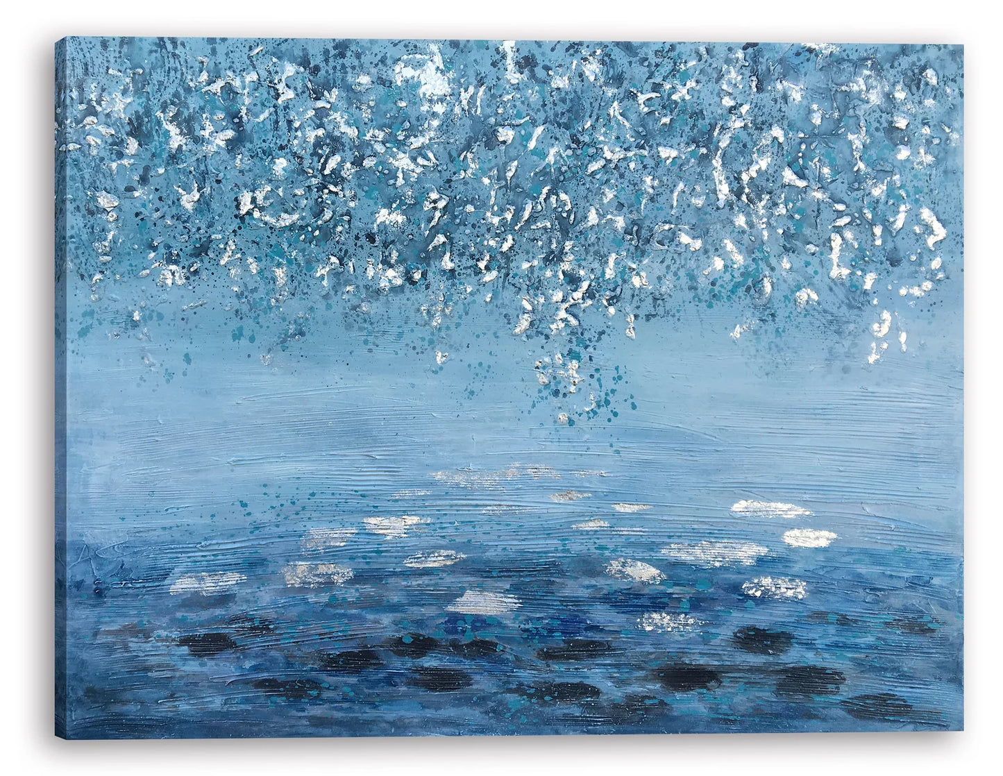 Hand-painted Abstract Art "Memories of Moonlight" painting original, canvas Wall art for living room, bedroom - Wrapped Canvas Painting