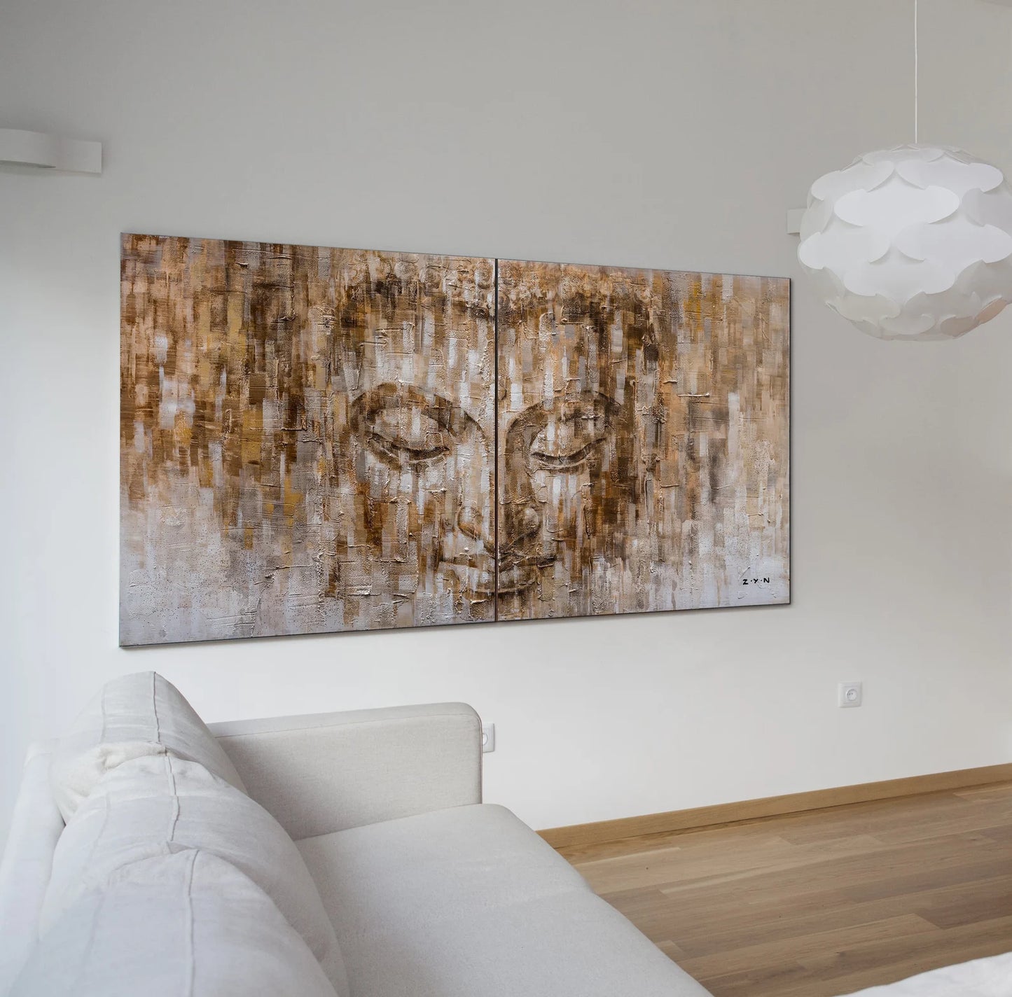 Abstract Hand-painted "Tranquil Buddha Reverie - I" Oil painting on canvas original, Canvas Wall art, wall decor - Wrapped Canvas Painting