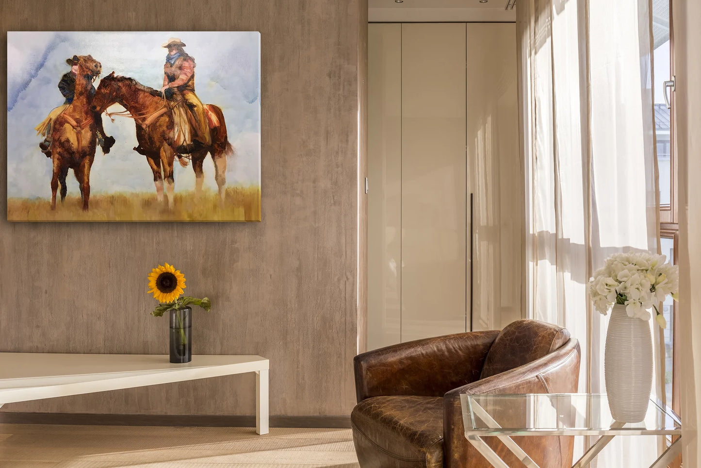Original "Western Cowboys: On the Prairie" Hand Painted Artwork for Living Room, Bedroom, Foyer, Bar or Office - Framed Canvas