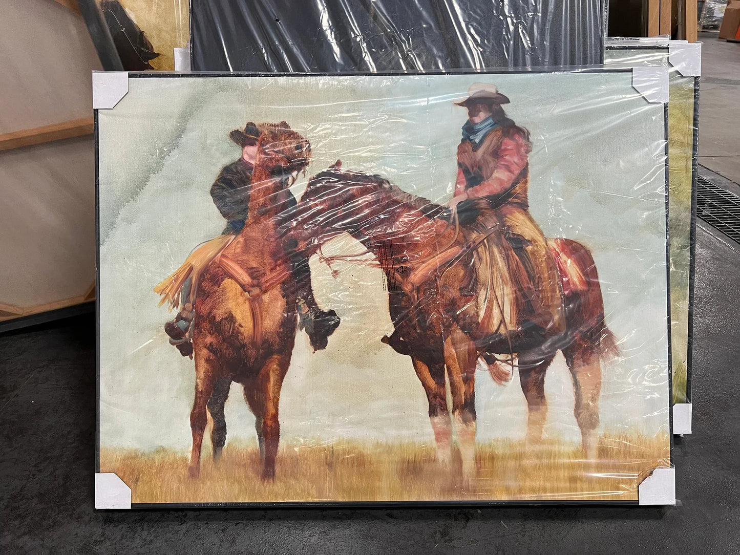 Original "Western Cowboys: On the Prairie" Hand Painted Artwork for Living Room, Bedroom, Foyer, Bar or Office - Framed Canvas