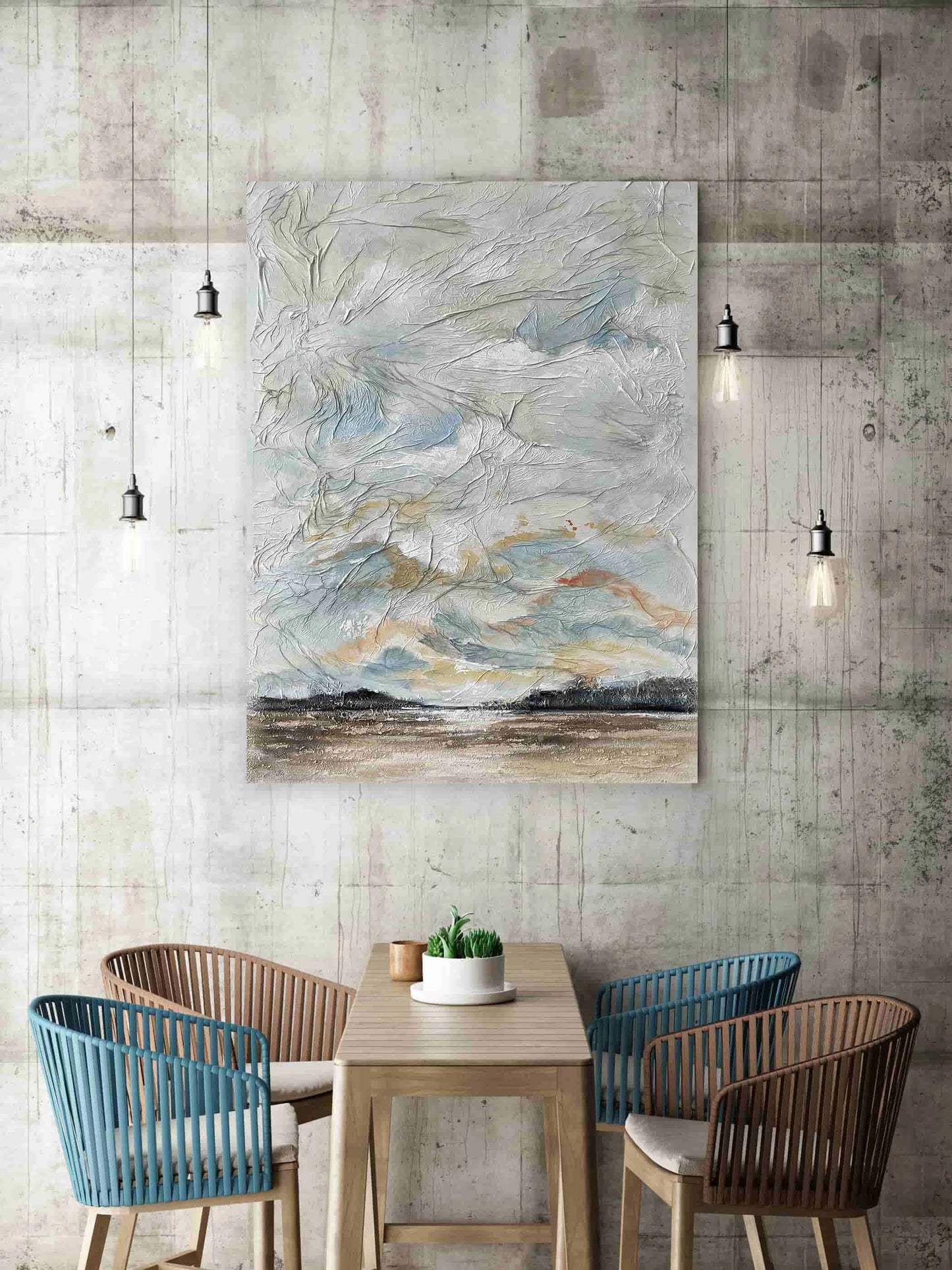 Original art - Embrace the Infinite with "Autumn Clouds" handmade painting wrapped canvas for living room bedroom home decor