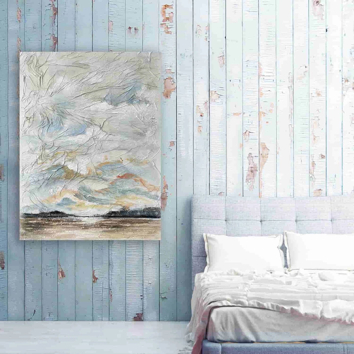 Original art - Embrace the Infinite with "Autumn Clouds" handmade painting wrapped canvas for living room bedroom home decor