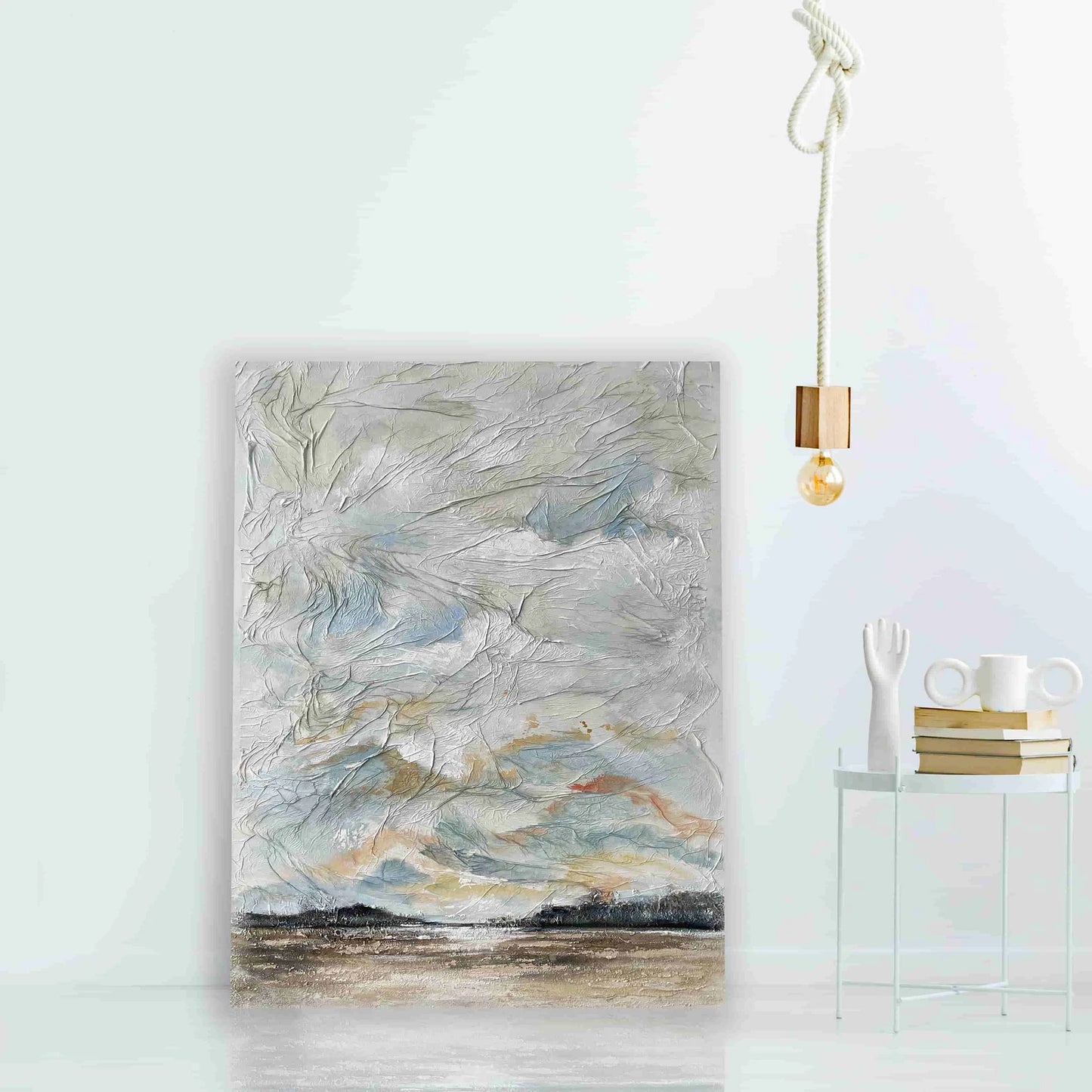 Original art - Embrace the Infinite with "Autumn Clouds" handmade painting wrapped canvas for living room bedroom home decor