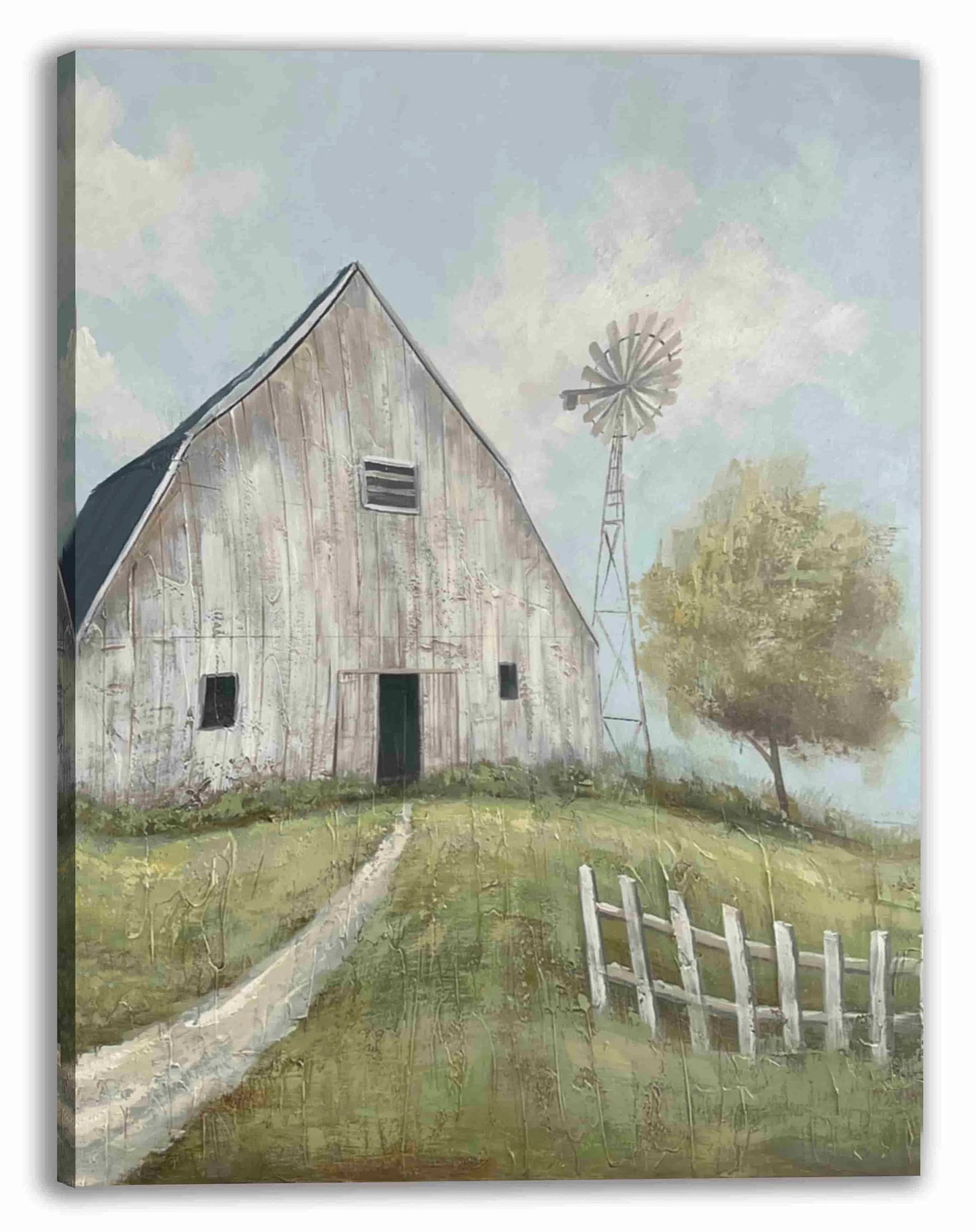Original American Impressionistic Art " Barn in Memory" handmade painting on wrapped canvas for Home decor
