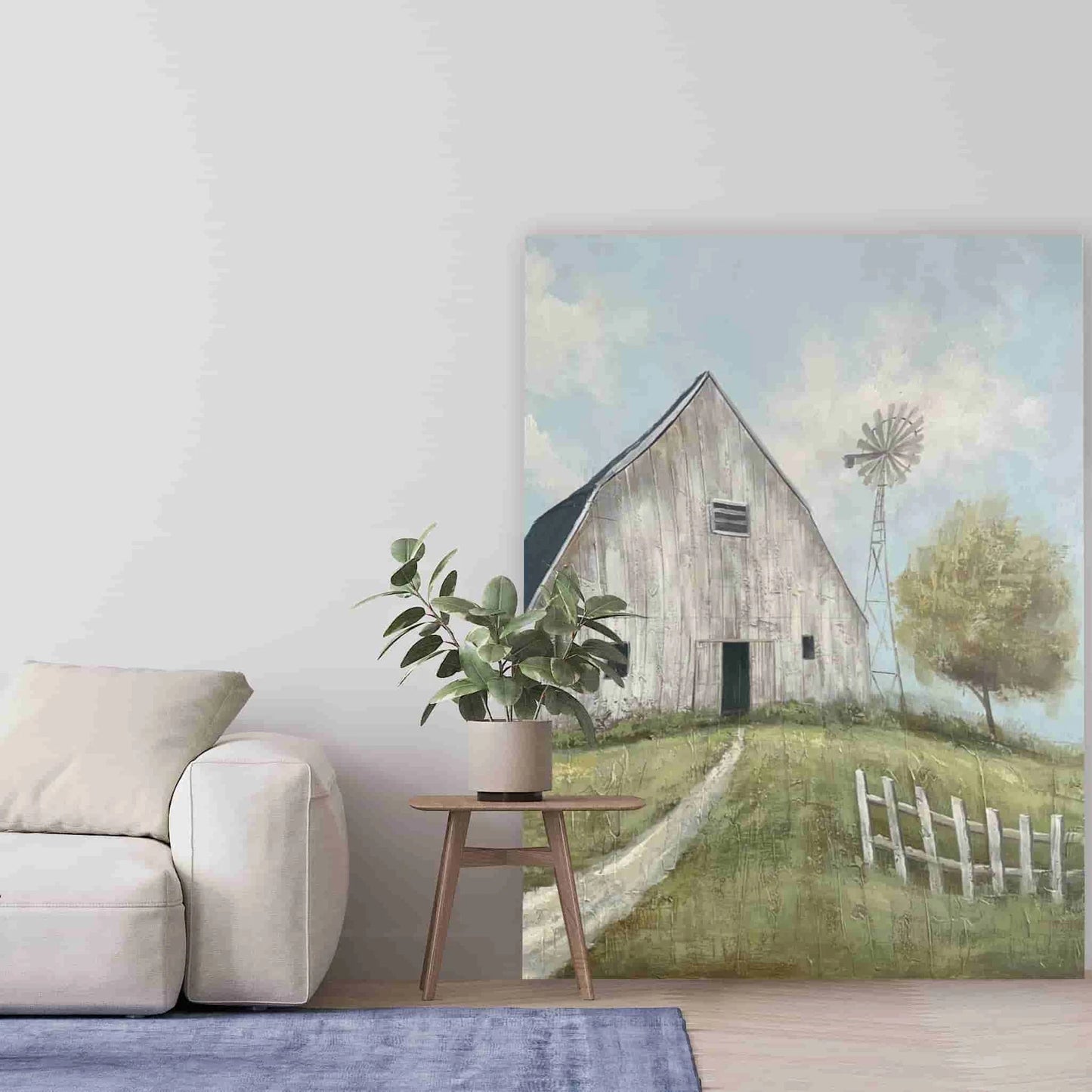 Original American Impressionistic Art " Barn in Memory" handmade painting on wrapped canvas for Home decor