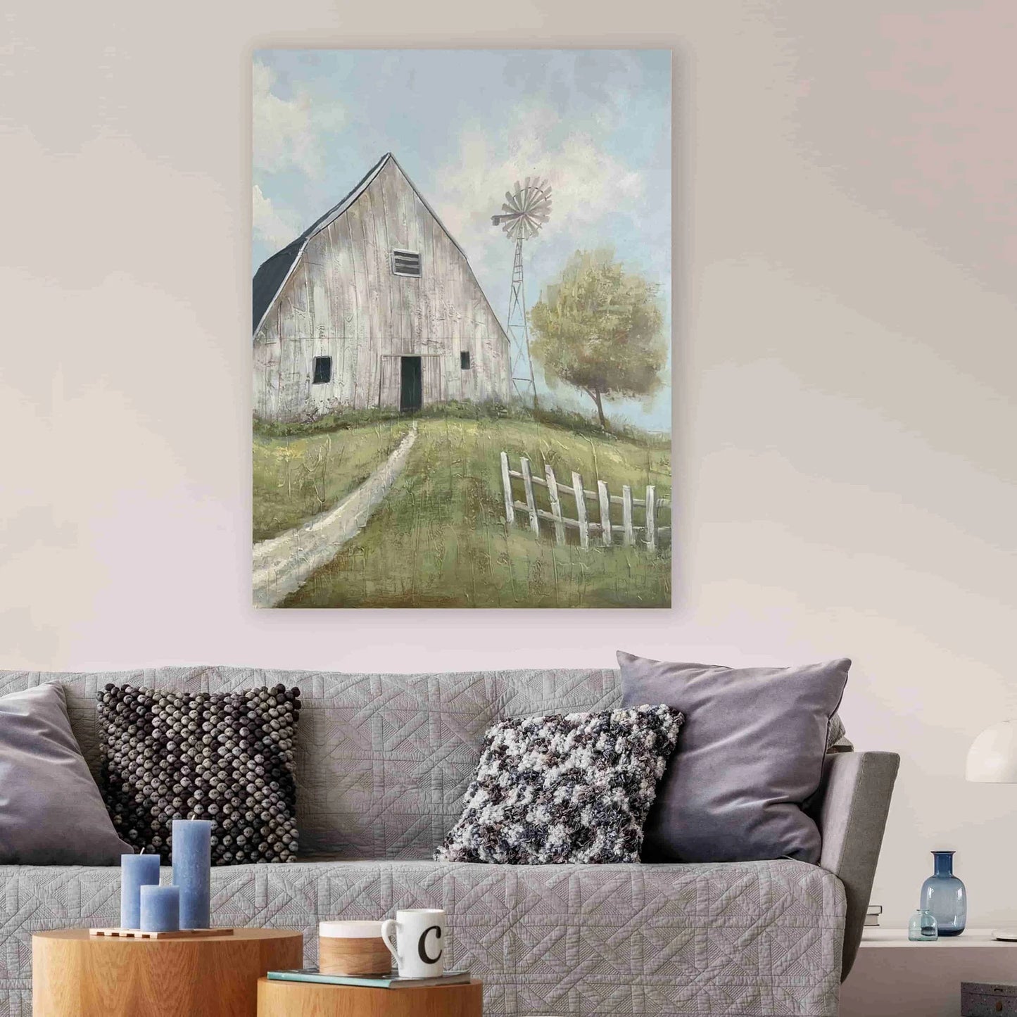 Original American Impressionistic Art " Barn in Memory" handmade painting on wrapped canvas for Home decor