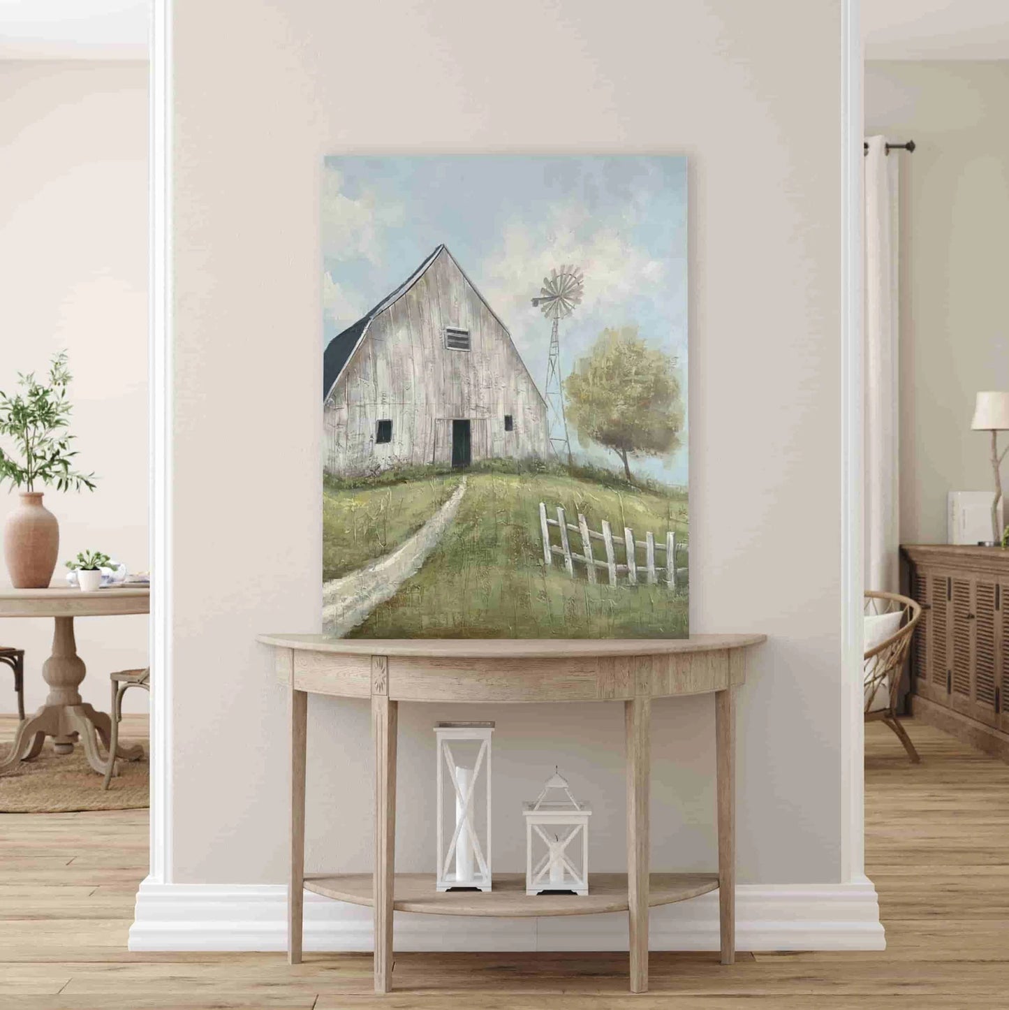 Original American Impressionistic Art " Barn in Memory" handmade painting on wrapped canvas for Home decor