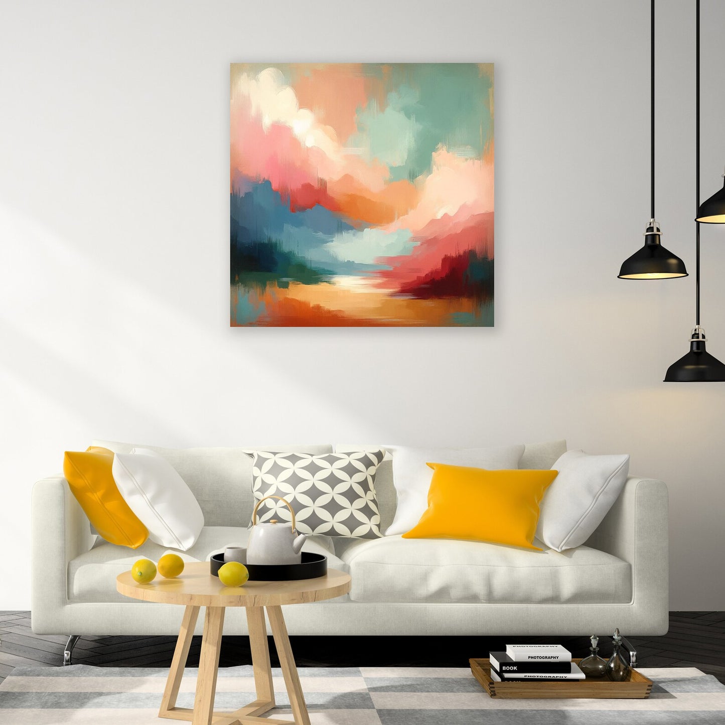 Original "Sunset Mirage: Vibrant Abstract Landscape" - Hand-Painted Art for Living Room, Bedroom, or Office Decor