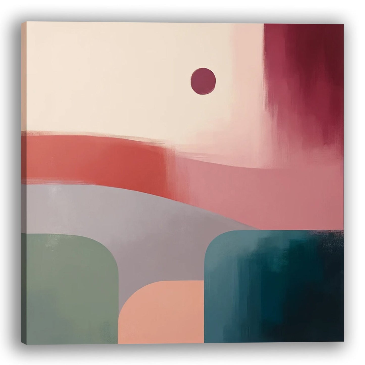 Original Hand-painted "Minimalist Sunrise: Abstract Geometric Landscape" - Modern Chic Wall Art for Minimalist Home Decor