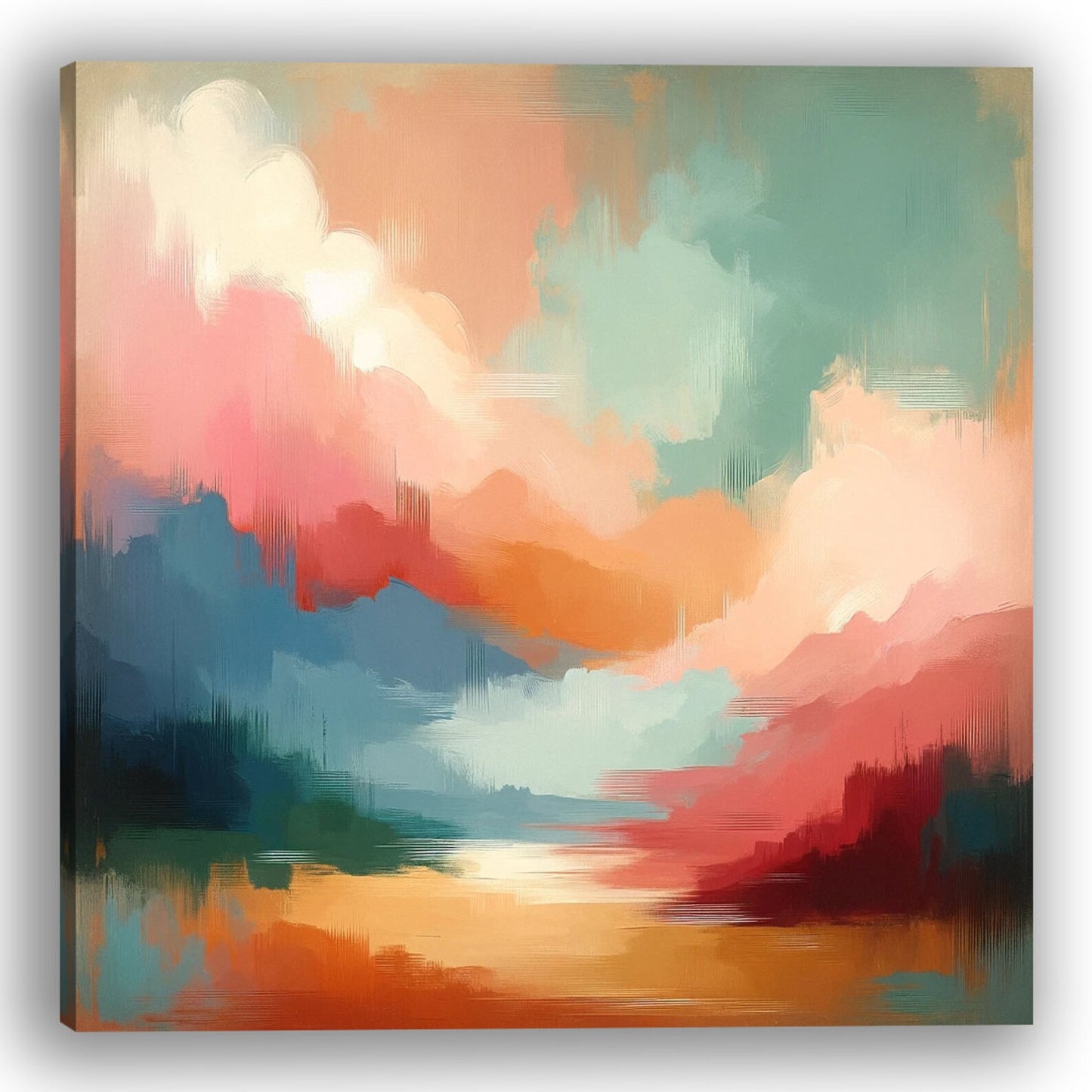 Original "Sunset Mirage: Vibrant Abstract Landscape" - Hand-Painted Art for Living Room, Bedroom, or Office Decor