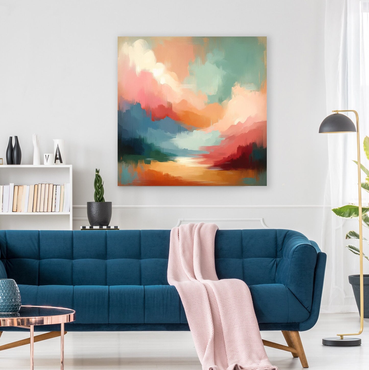 Original "Sunset Mirage: Vibrant Abstract Landscape" - Hand-Painted Art for Living Room, Bedroom, or Office Decor
