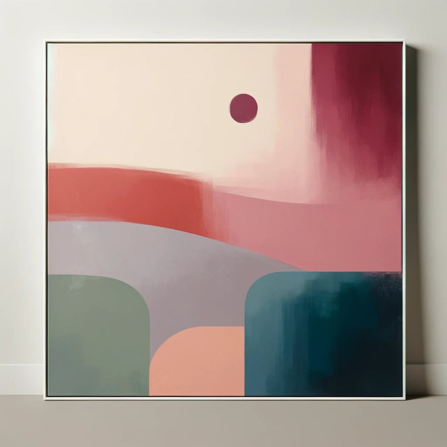 Original Hand-painted "Minimalist Sunrise: Abstract Geometric Landscape" - Modern Chic Wall Art for Minimalist Home Decor