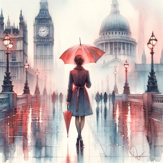 Valentine's Day present ”Romantic London Rain“ - Couple's Gift - Love in the City - Umbrella Art - Anniversary Present