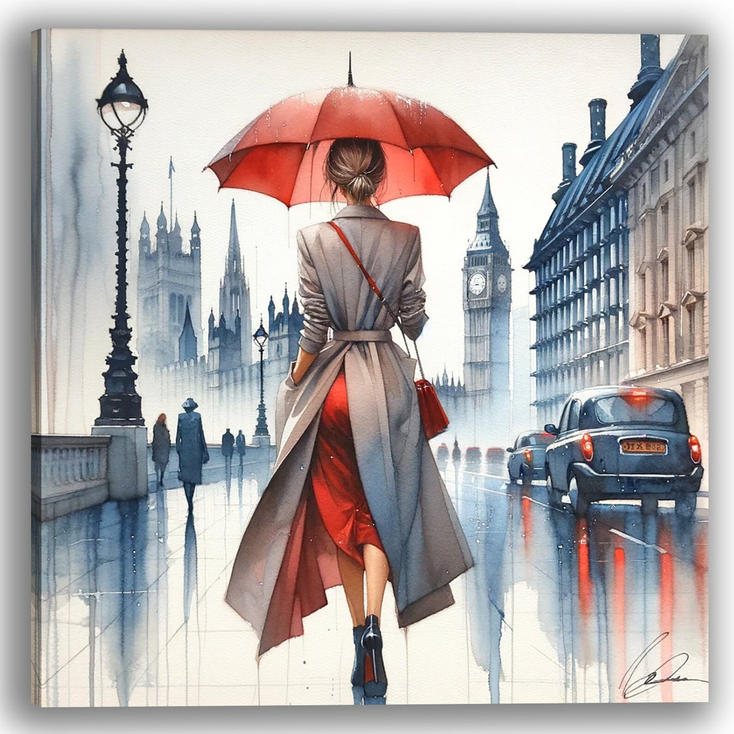Valentine's Day present ”Solo London Escape“ - Independent Woman - City Life Canvas - Modern Chic Decor - Canvas Wrapped Artwork