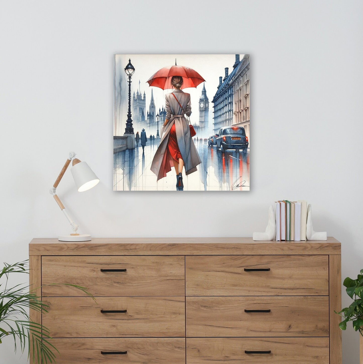 Valentine's Day present ”Solo London Escape“ - Independent Woman - City Life Canvas - Modern Chic Decor - Canvas Wrapped Artwork