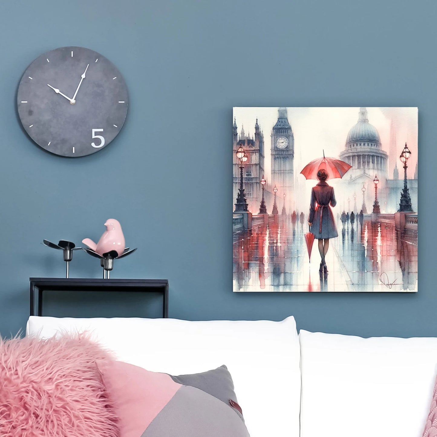Valentine's Day present ”Romantic London Rain“ - Couple's Gift - Love in the City - Umbrella Art - Anniversary Present