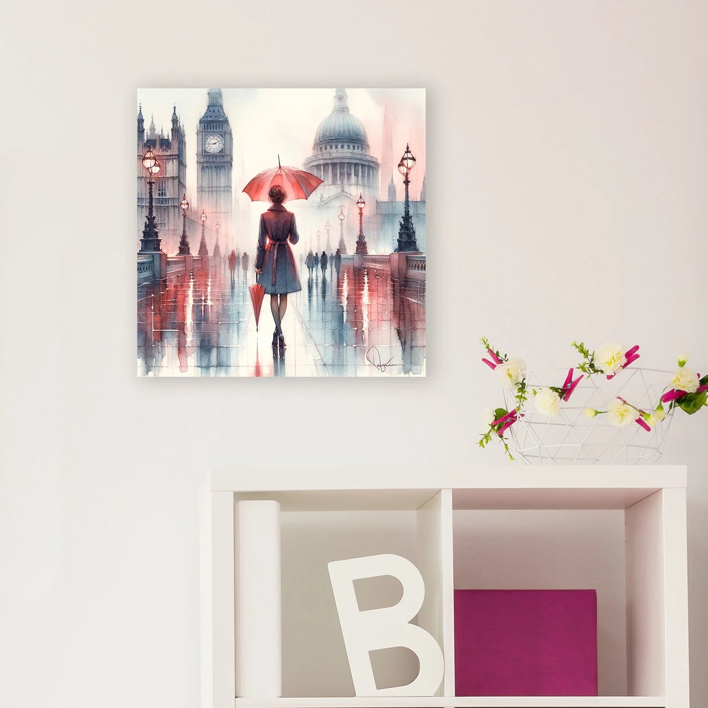 Valentine's Day present ”Romantic London Rain“ - Couple's Gift - Love in the City - Umbrella Art - Anniversary Present
