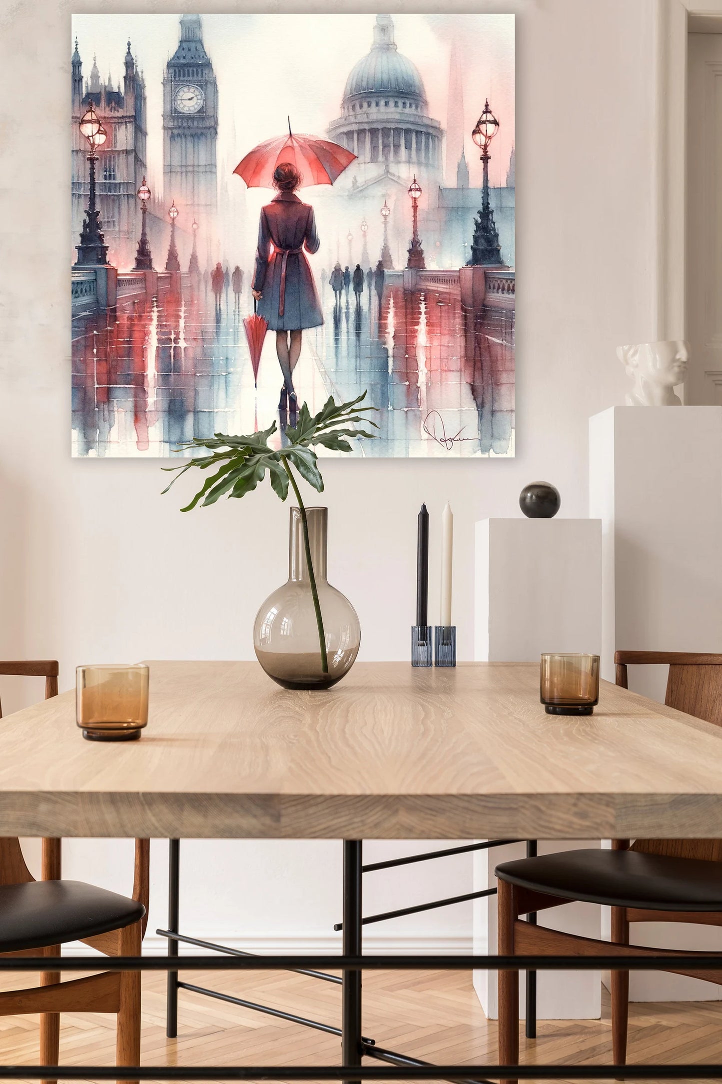 Valentine's Day present ”Romantic London Rain“ - Couple's Gift - Love in the City - Umbrella Art - Anniversary Present