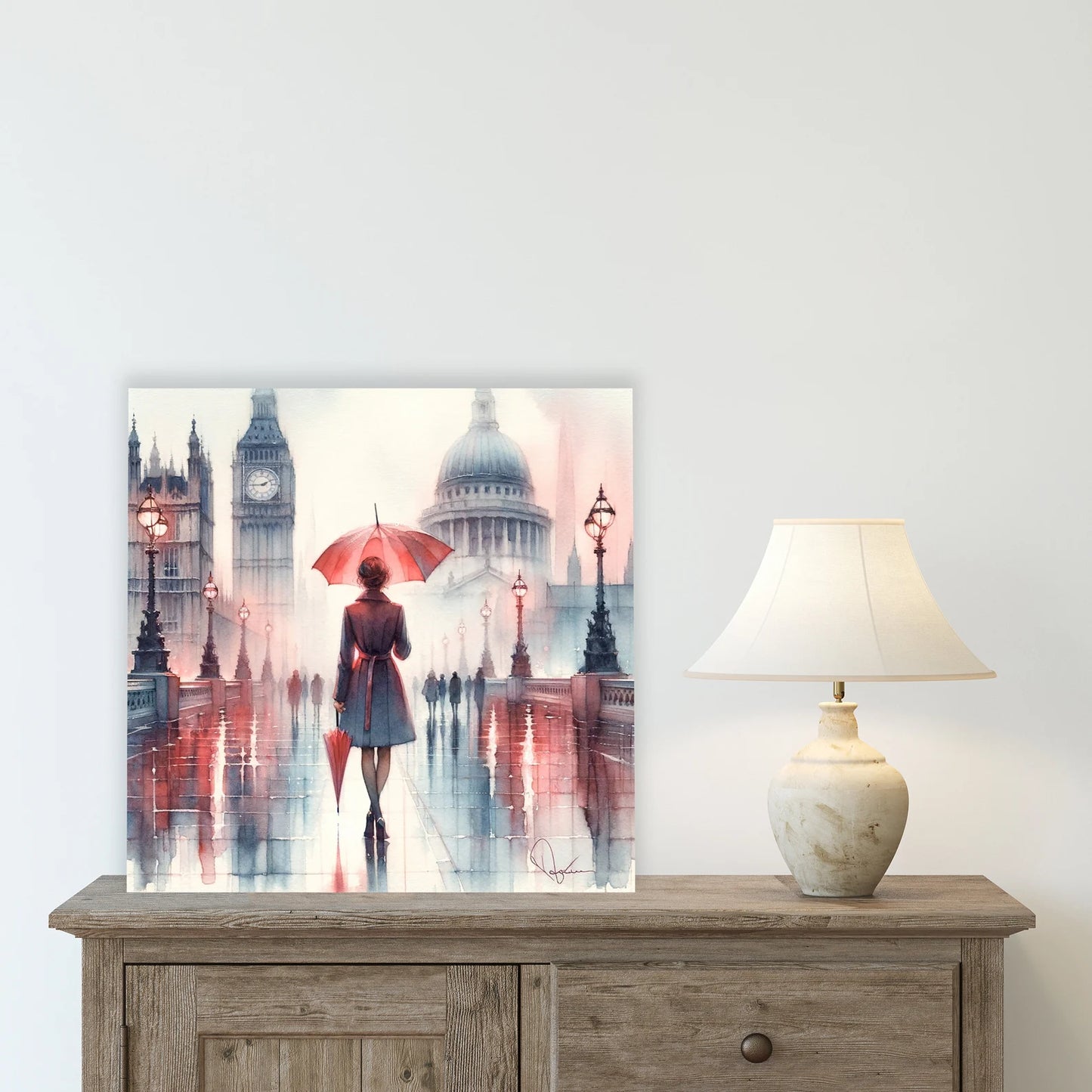 Valentine's Day present ”Romantic London Rain“ - Couple's Gift - Love in the City - Umbrella Art - Anniversary Present