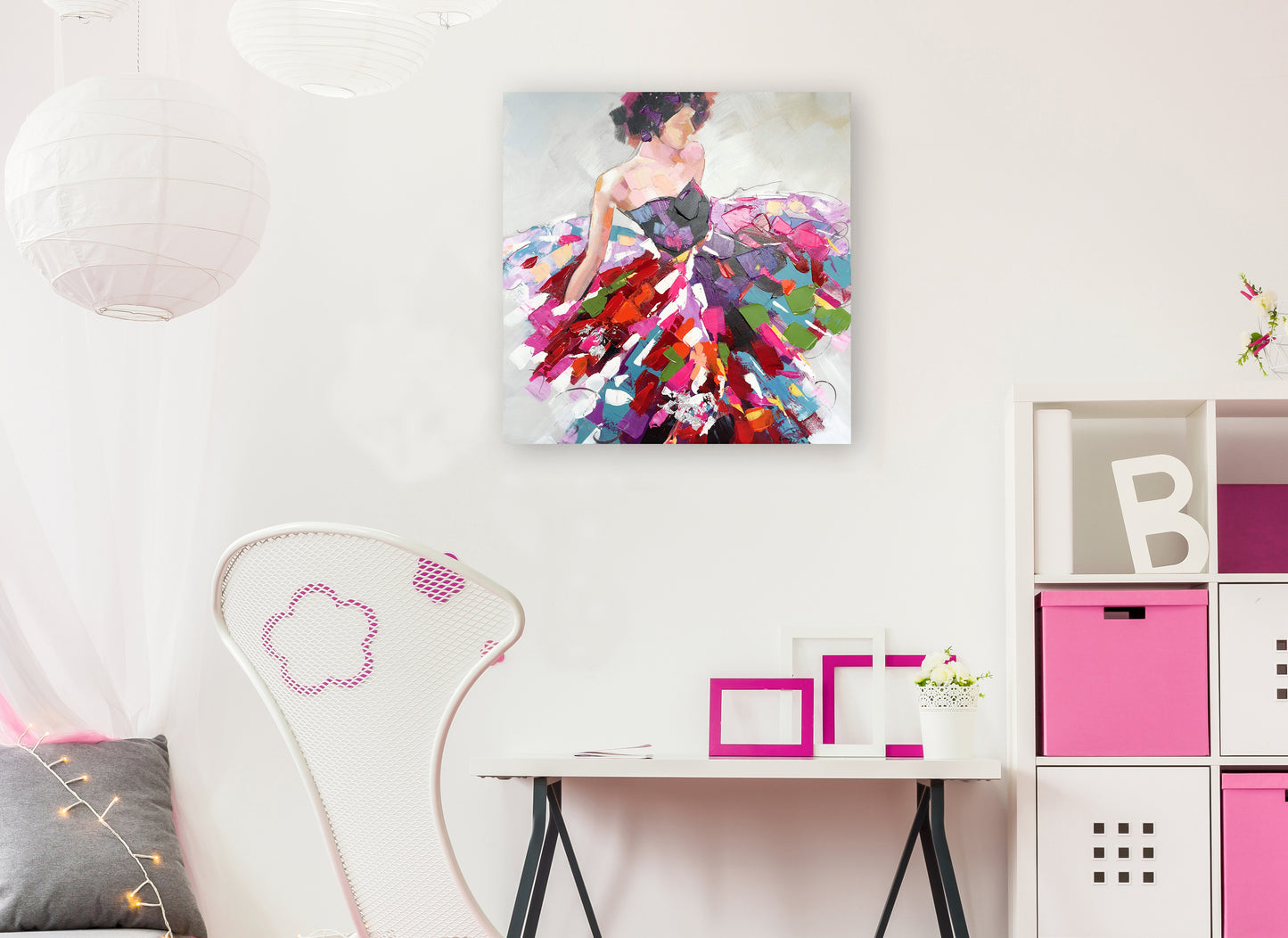 "Vibrant Dresses" Hand Painted on Wrapped Canvas