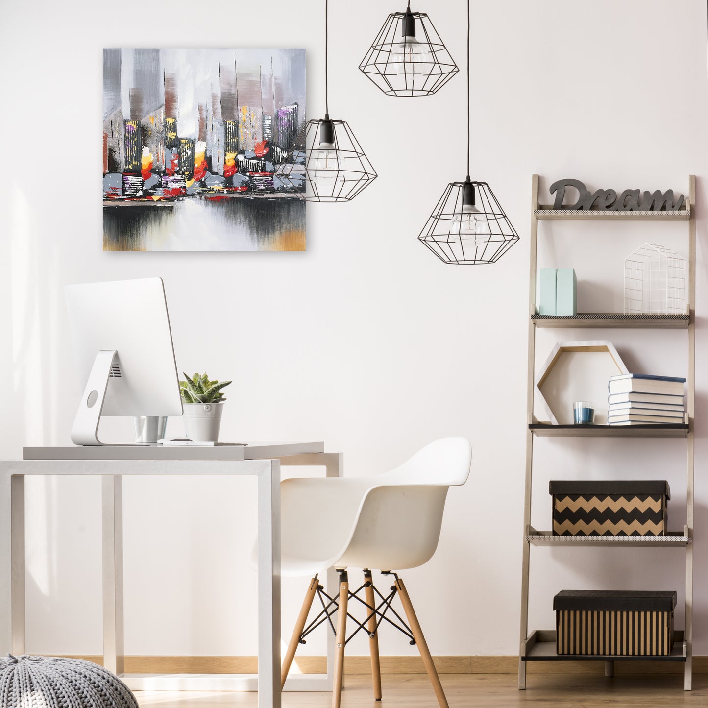 "City View New York" Hand Painted on Wrapped Canvas