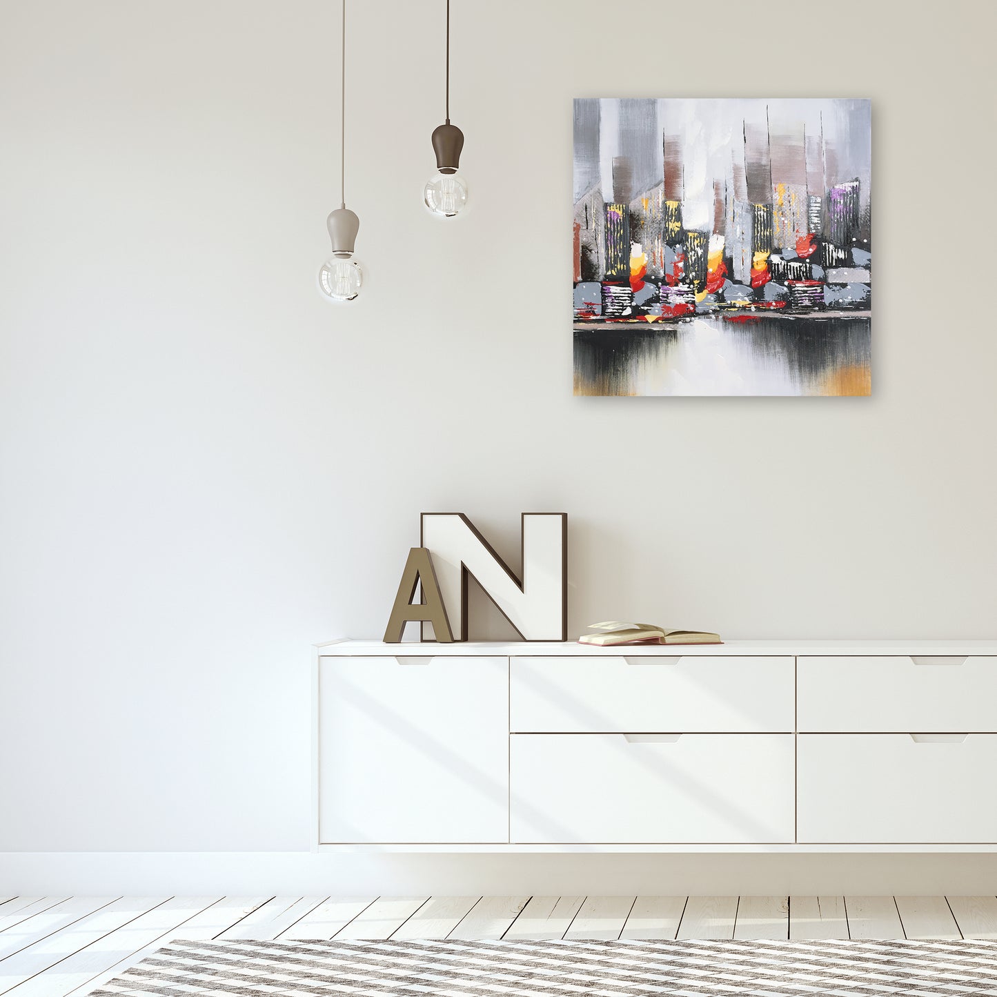 "City View New York" Hand Painted on Wrapped Canvas