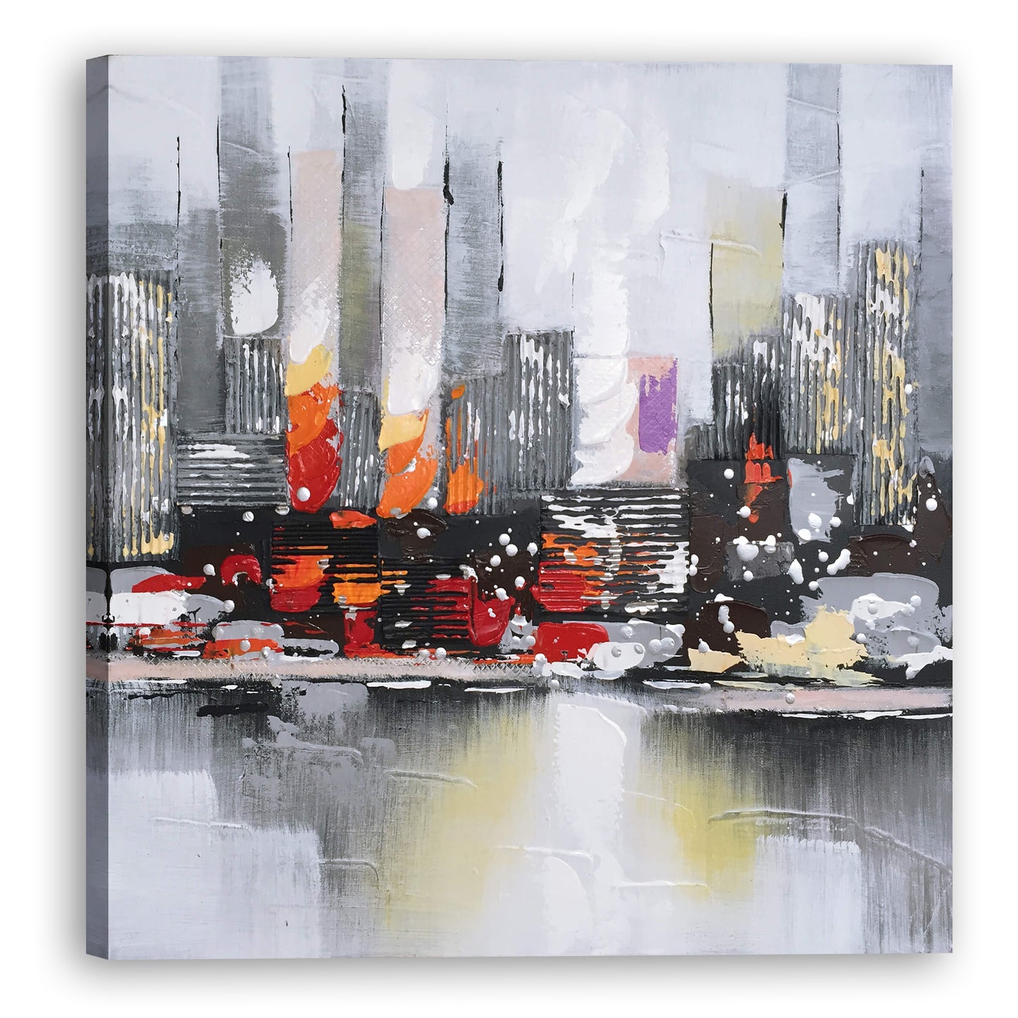 "City View Wall" Hand Painted on Wrapped Canvas