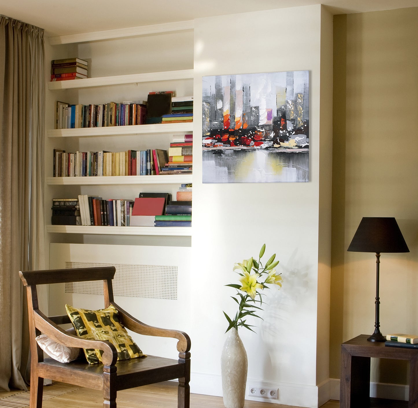 "City View Wall" Hand Painted on Wrapped Canvas