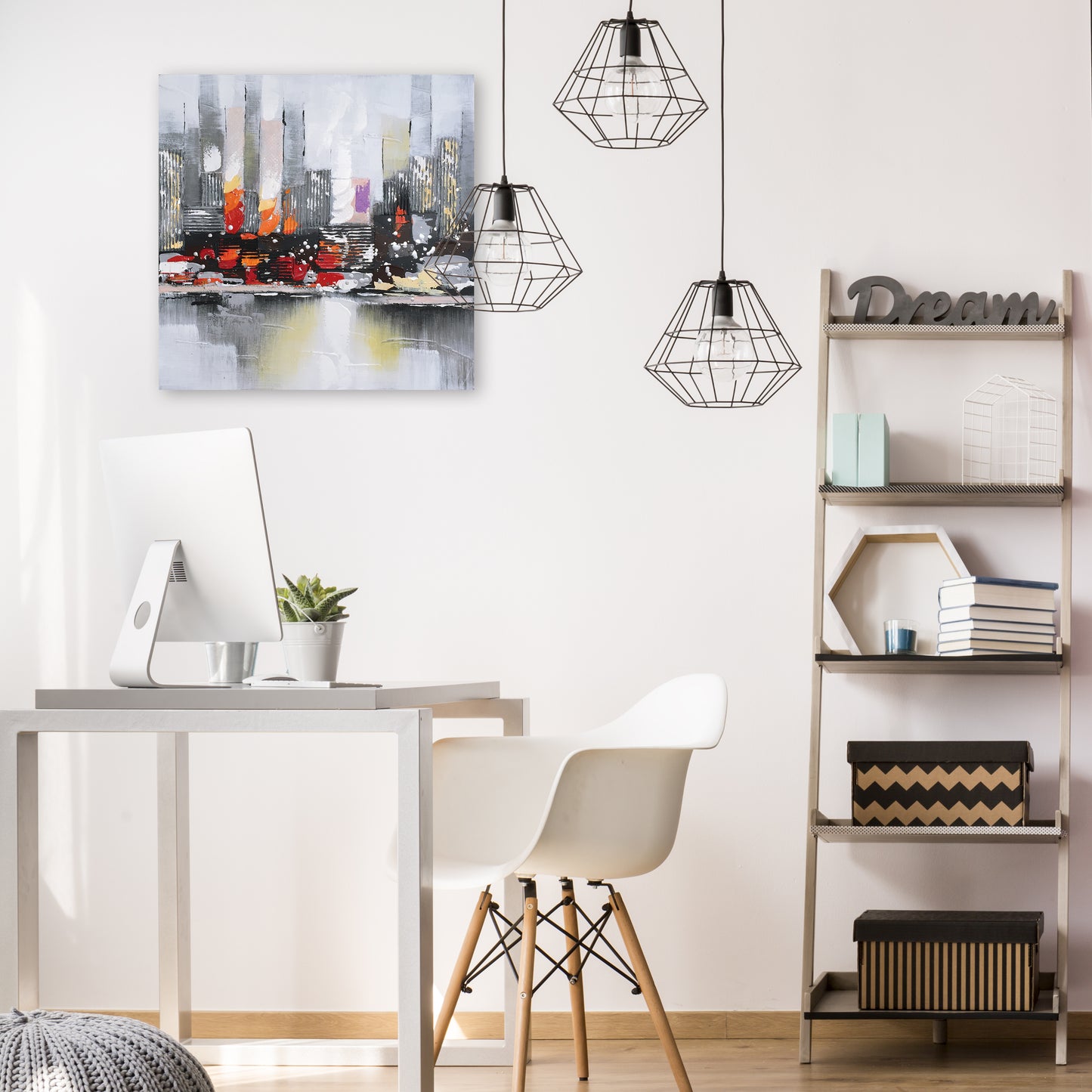 "City View Wall" Hand Painted on Wrapped Canvas