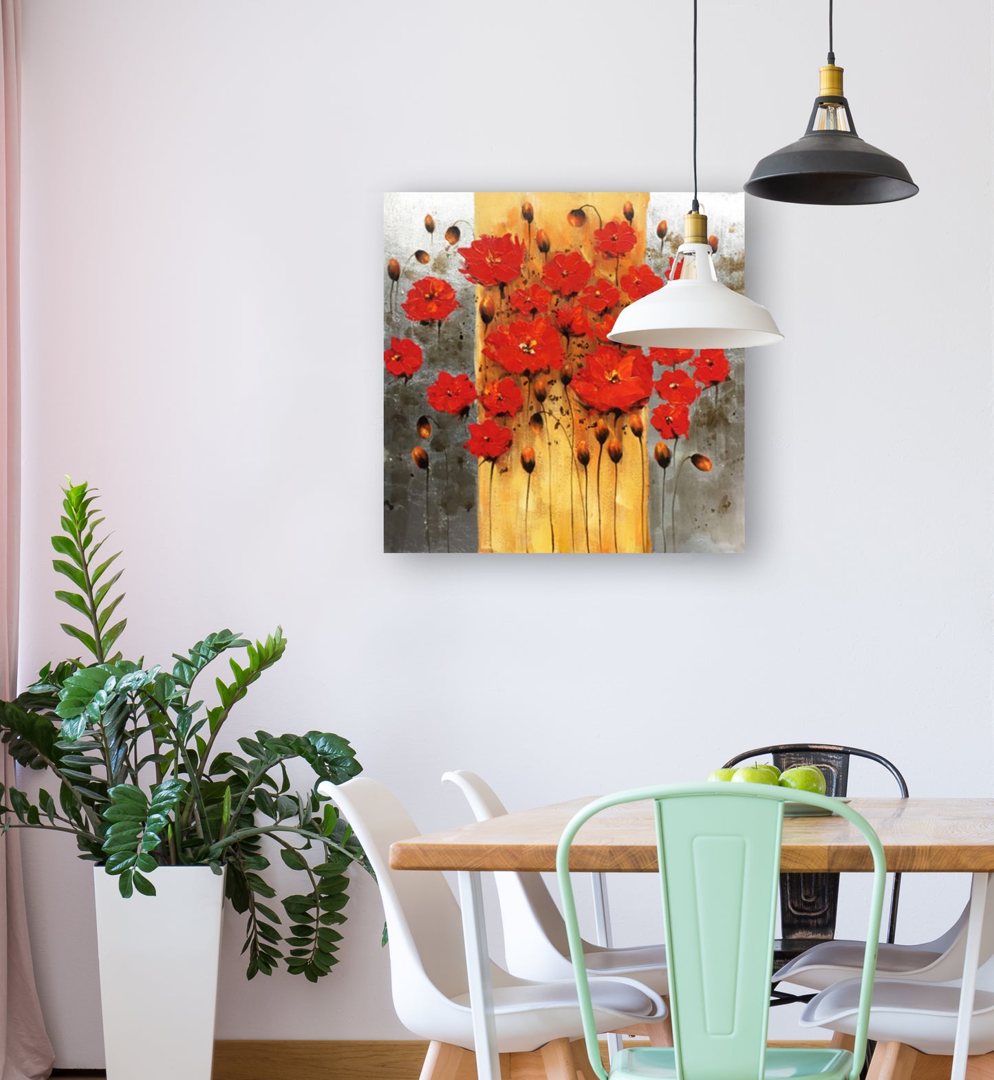 "Abstract Red Flowers" Hand Painted on Wrapped Canvas