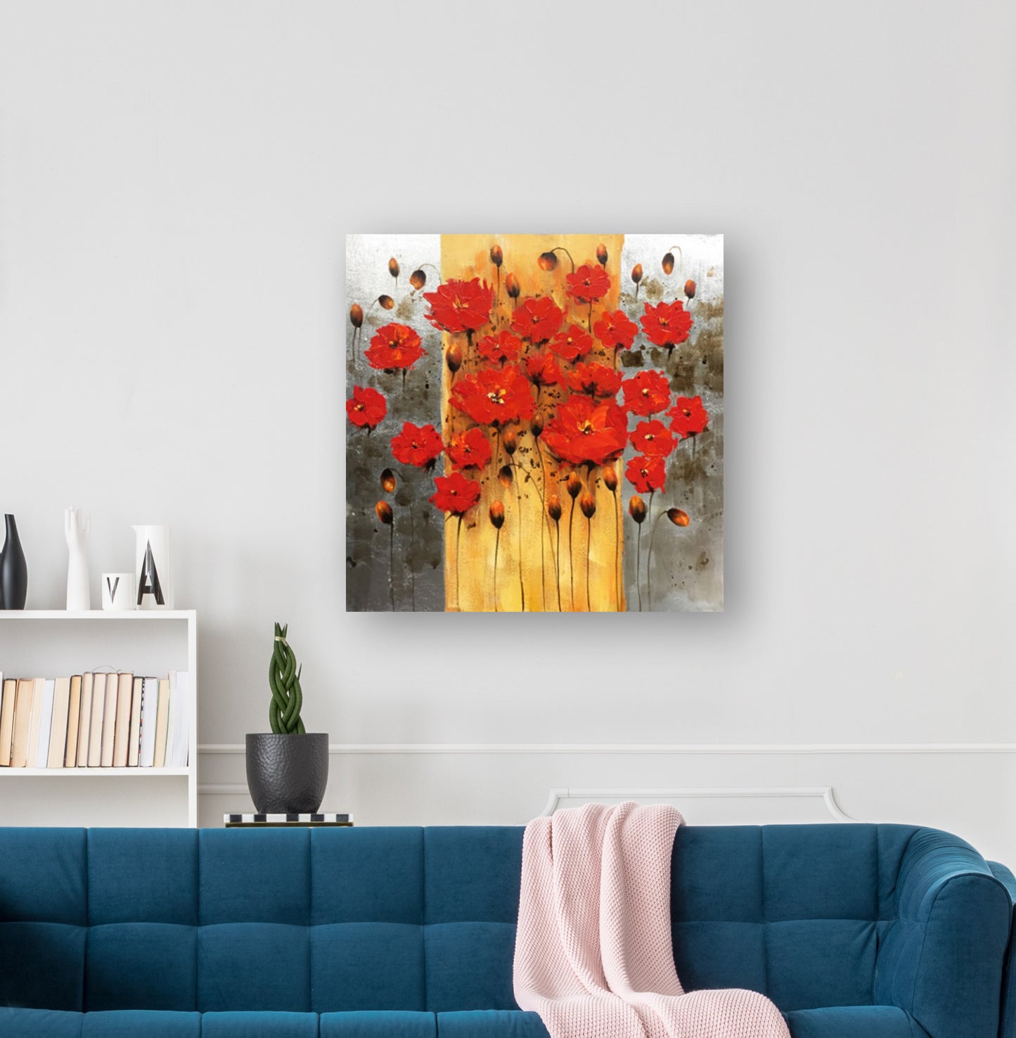 "Abstract Red Flowers" Hand Painted on Wrapped Canvas