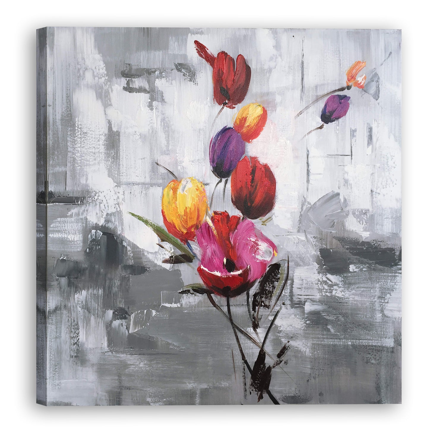 "Red Flowers" Hand Painted on Wrapped Canvas