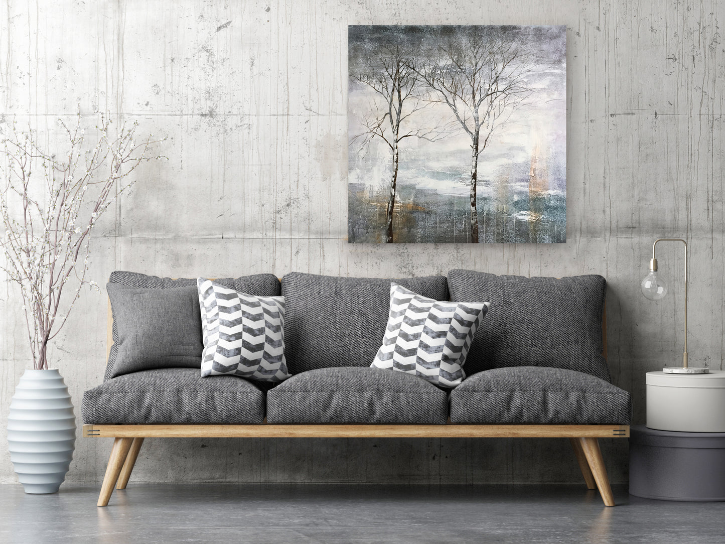 "The Trees by Lake" Hand Painted on Wrapped Canvas