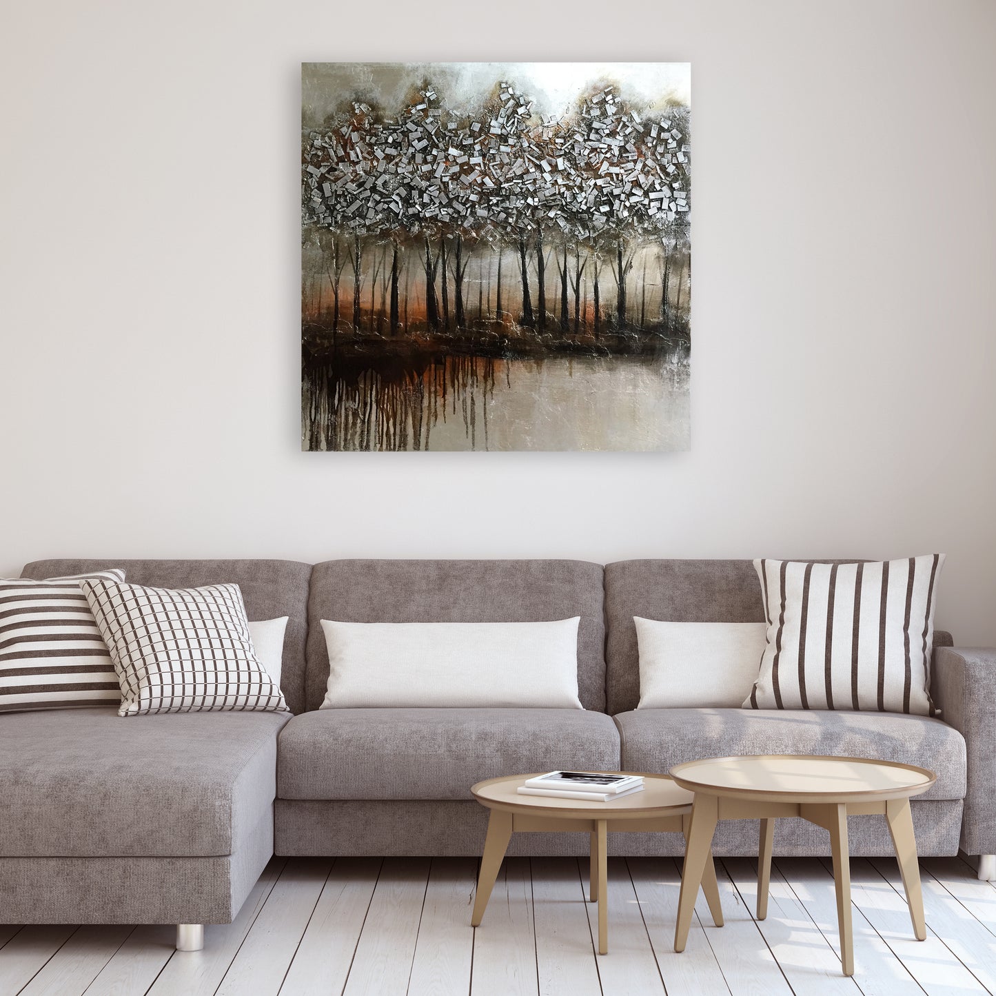 "Abstract Trees in Sunset" Hand Painted on Wrapped Canvas