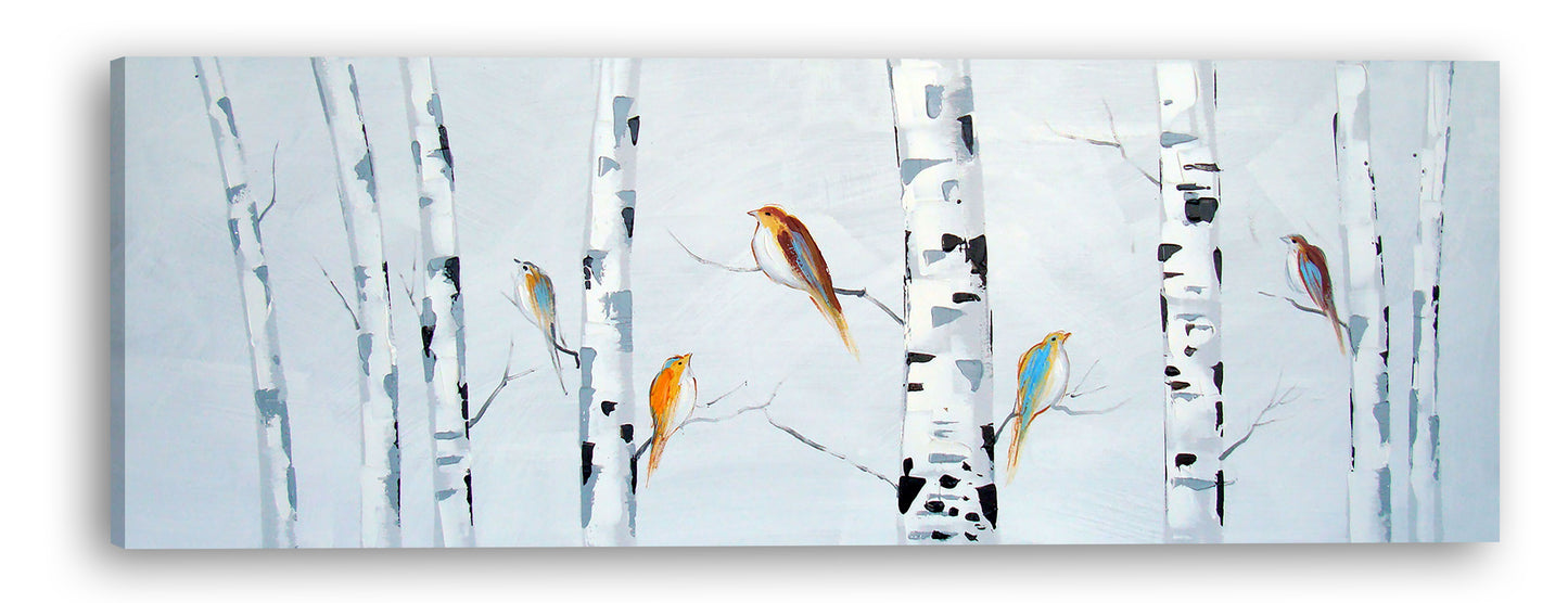 "Winter Birds "Hand Painted on Wrapped Canvas