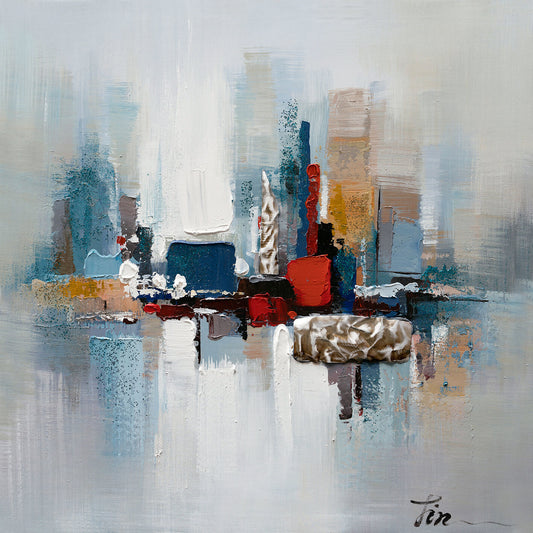 Hand-painted "Blue Reflections of New York" painting original Art, Canvas Wall art - Wrapped Canvas Painting
