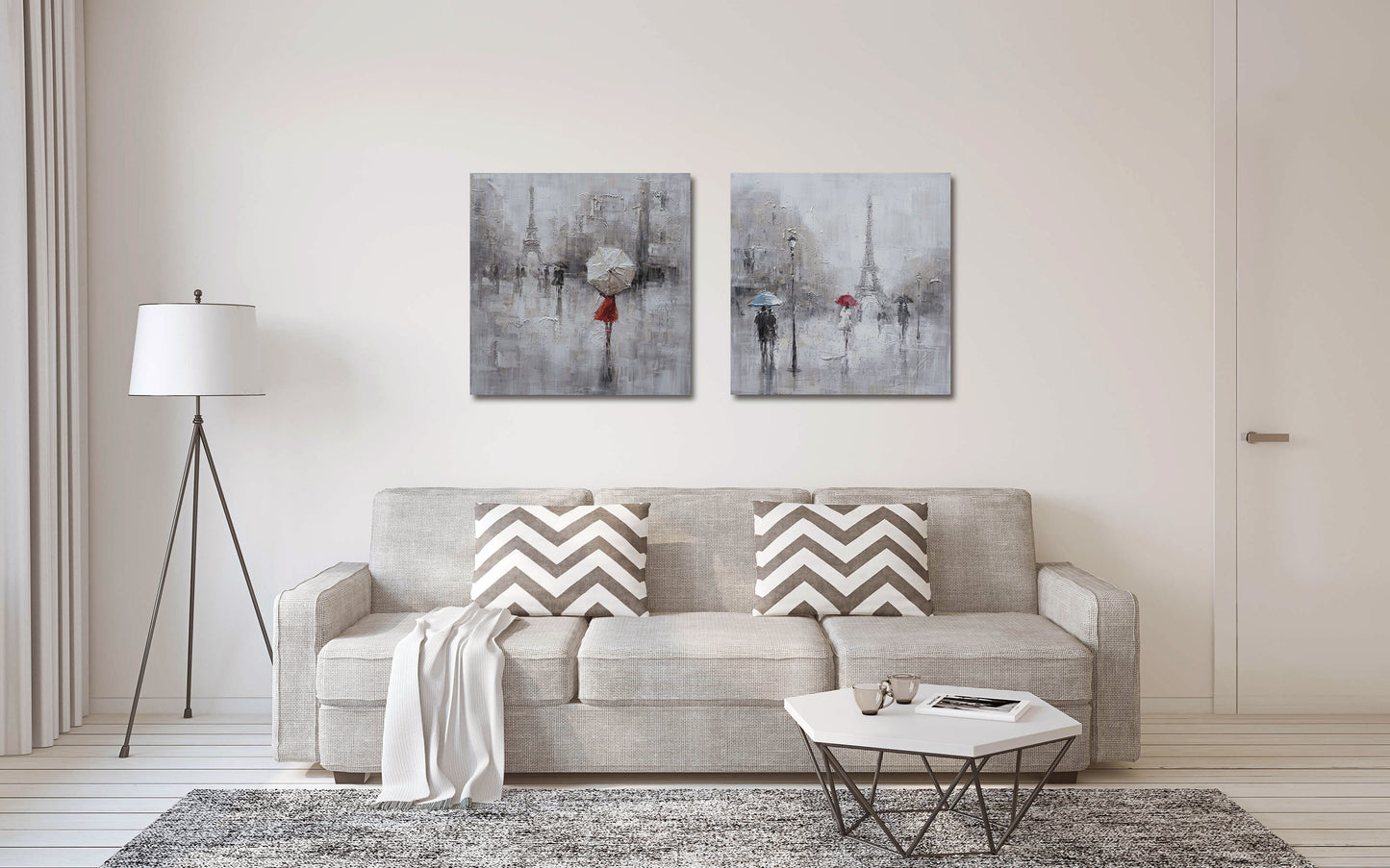 Original "Paris in the Rain" hand-painted artwork, wrapped canvas painting, suitable for living room, bedroom, foyer, bar, or office