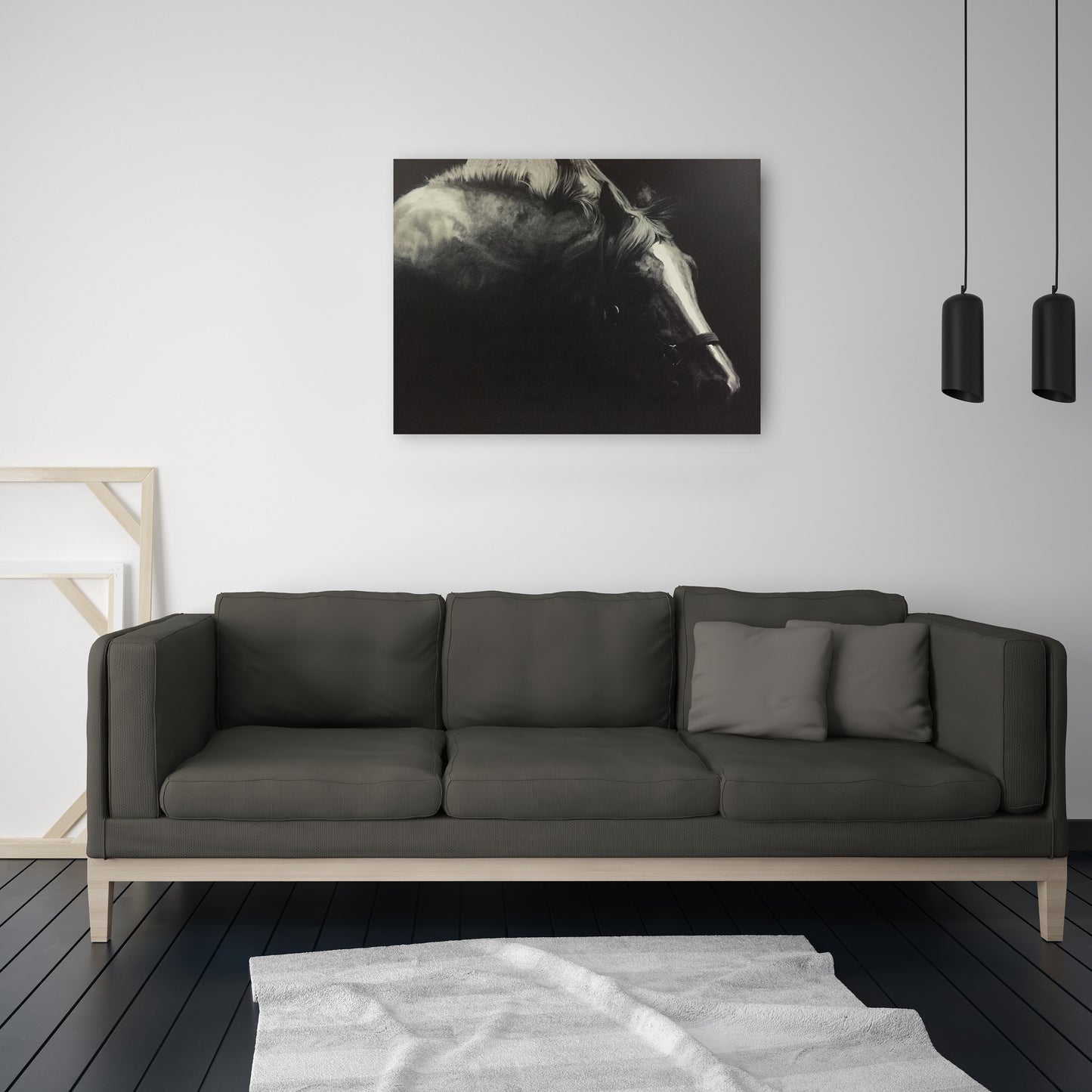 'Horse in the Dark I' Oil Painting on Wrapped Canvas