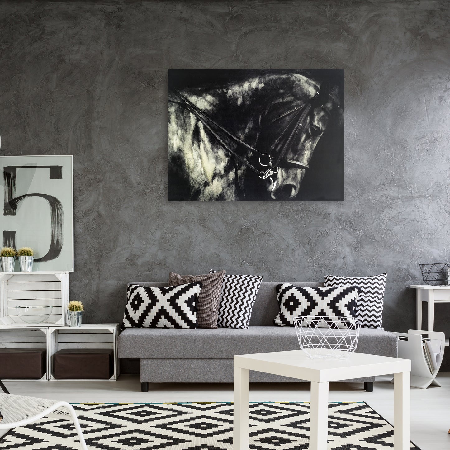 'Horse in the Dark II' Oil Painting Print on Wrapped Canvas