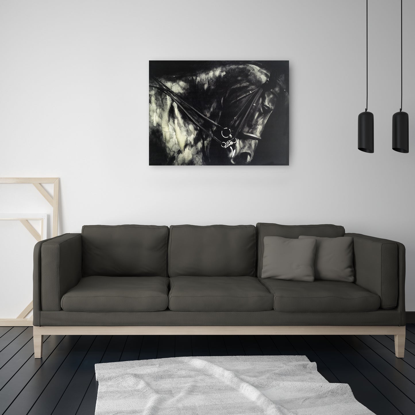 'Horse in the Dark II' Oil Painting Print on Wrapped Canvas