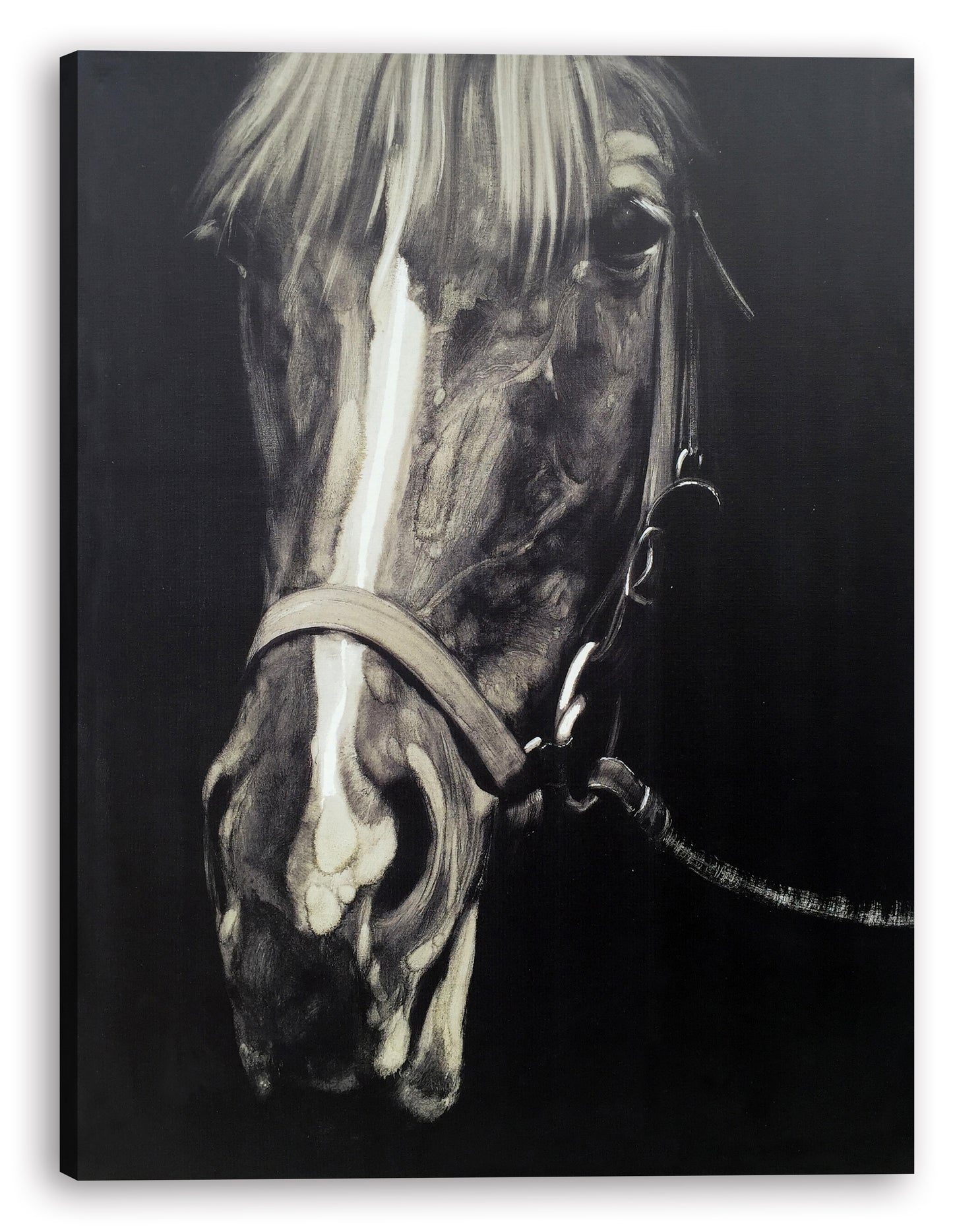 'Horse in the Dark III' Oil Painting Print on Wrapped Canvas