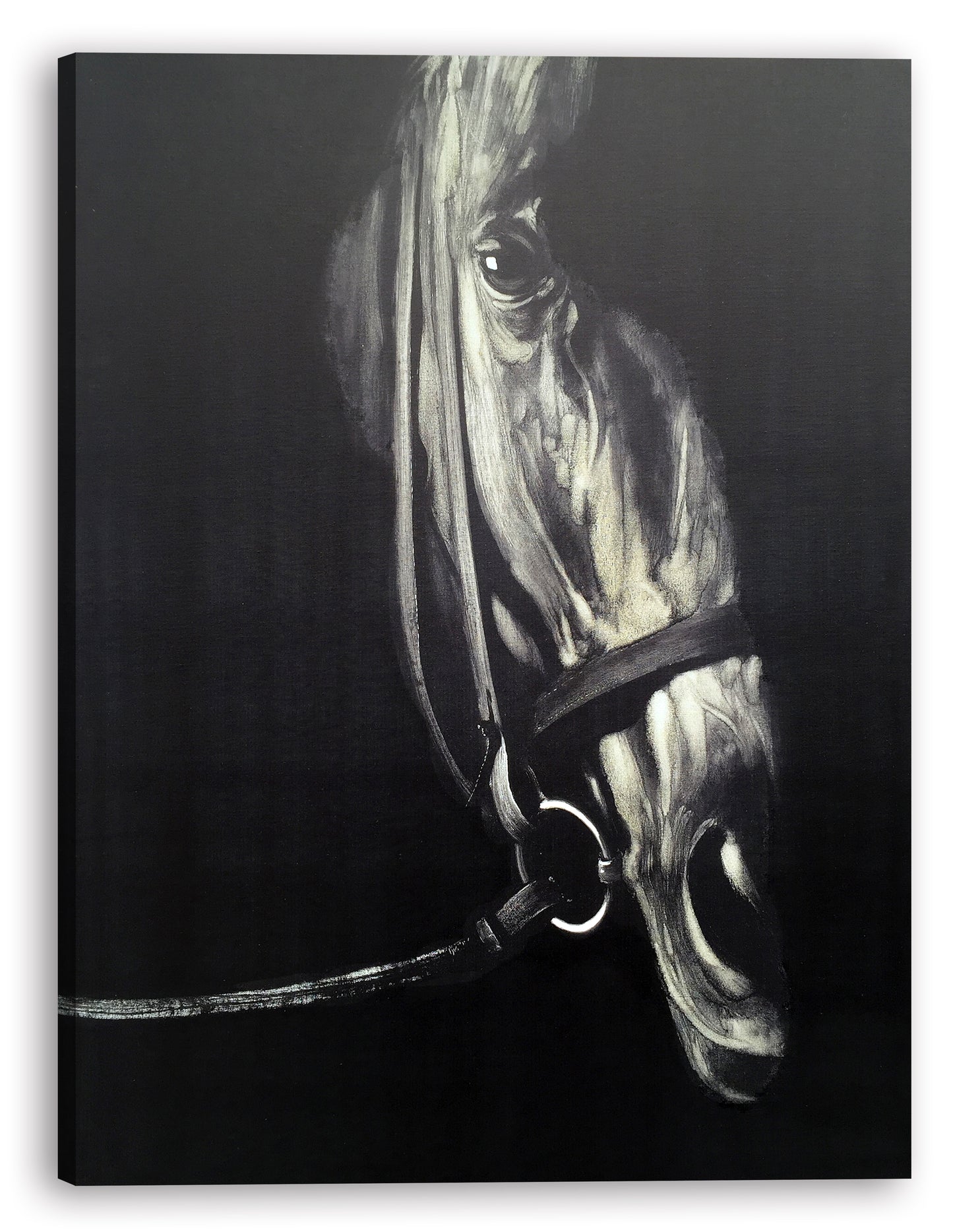 'Horse in the Dark IV' Oil Painting Print on Wrapped Canvas
