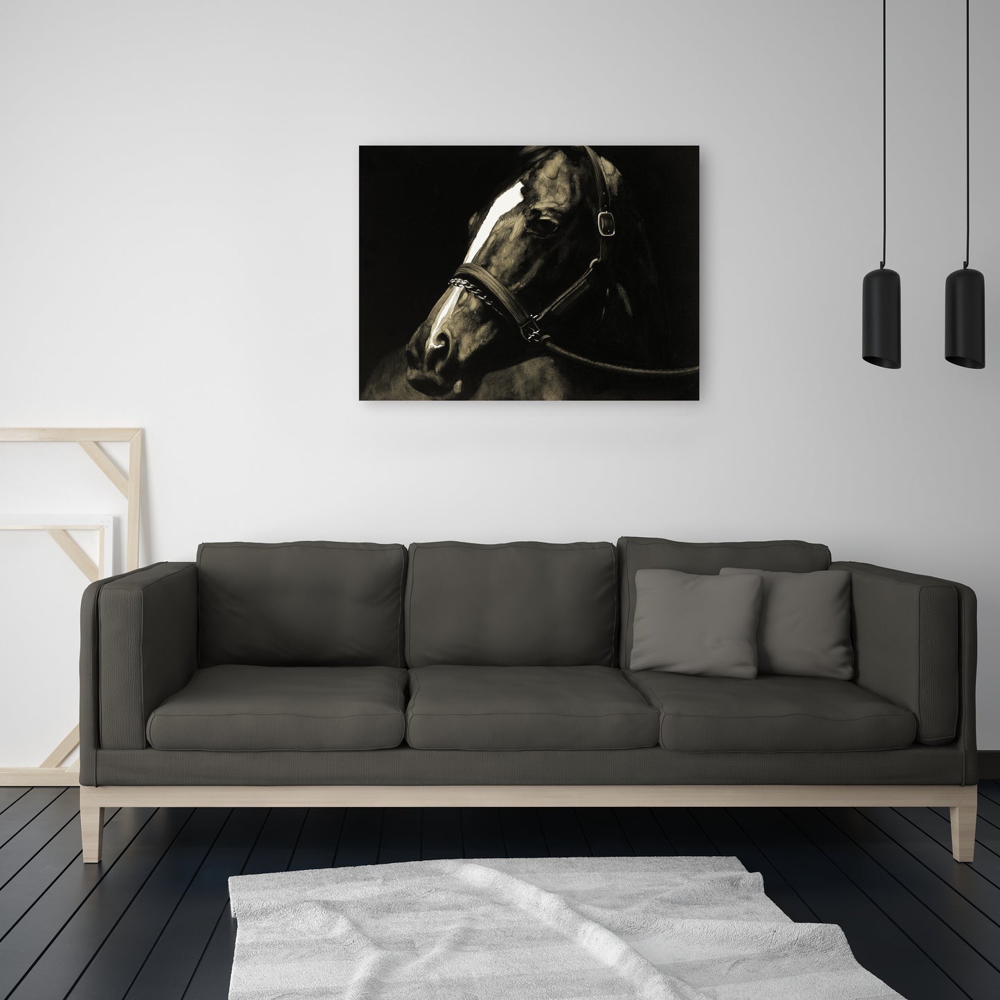 'Horse stopped to look back' Oil Painting Print on Wrapped Canvas