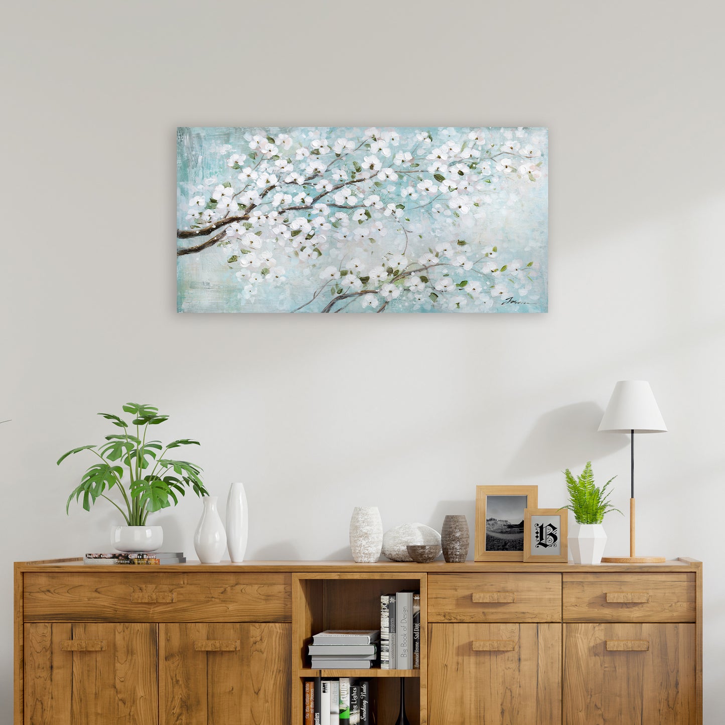 Cherry Bloosm - Oil Painting Wrapped Canvas wall art, canvas artwork for living room, bedroom, office