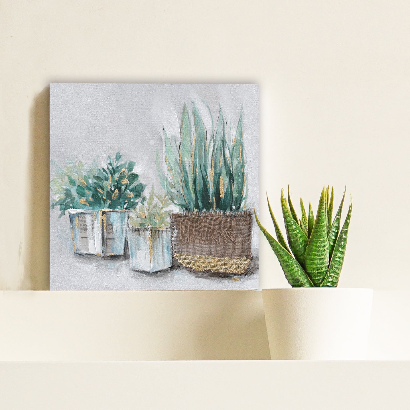 Gleaming Bonsai Oil Painting on Wrapped Canvas. wall art, canvas artwork for living room, bedroom, office